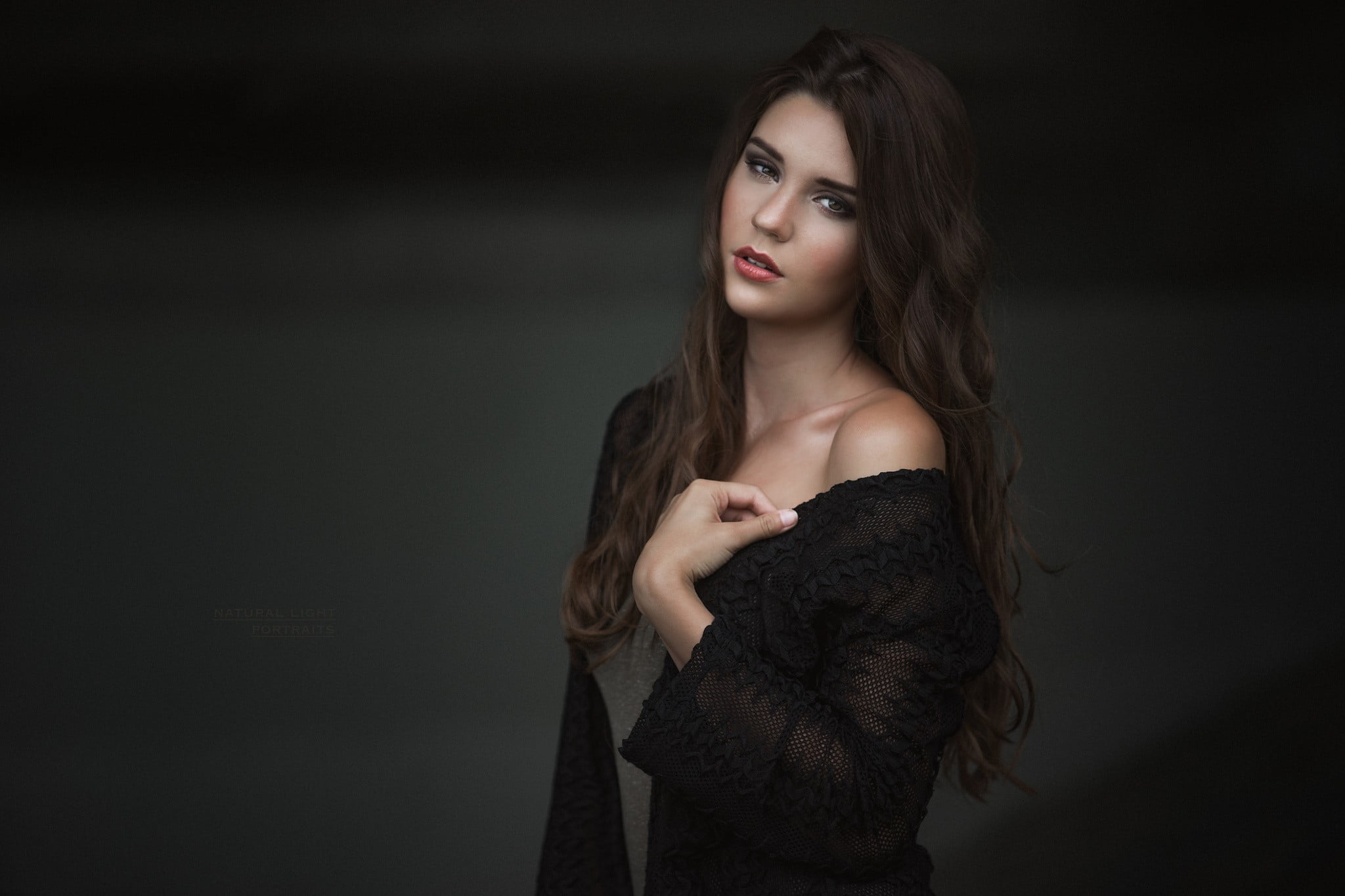brown hair, front view, indoors, standing, studio shot, beauty, fashion, beautiful woman, hairstyle, long hair, young women, contemplation, Robert Chrenka, HD Wallpaper