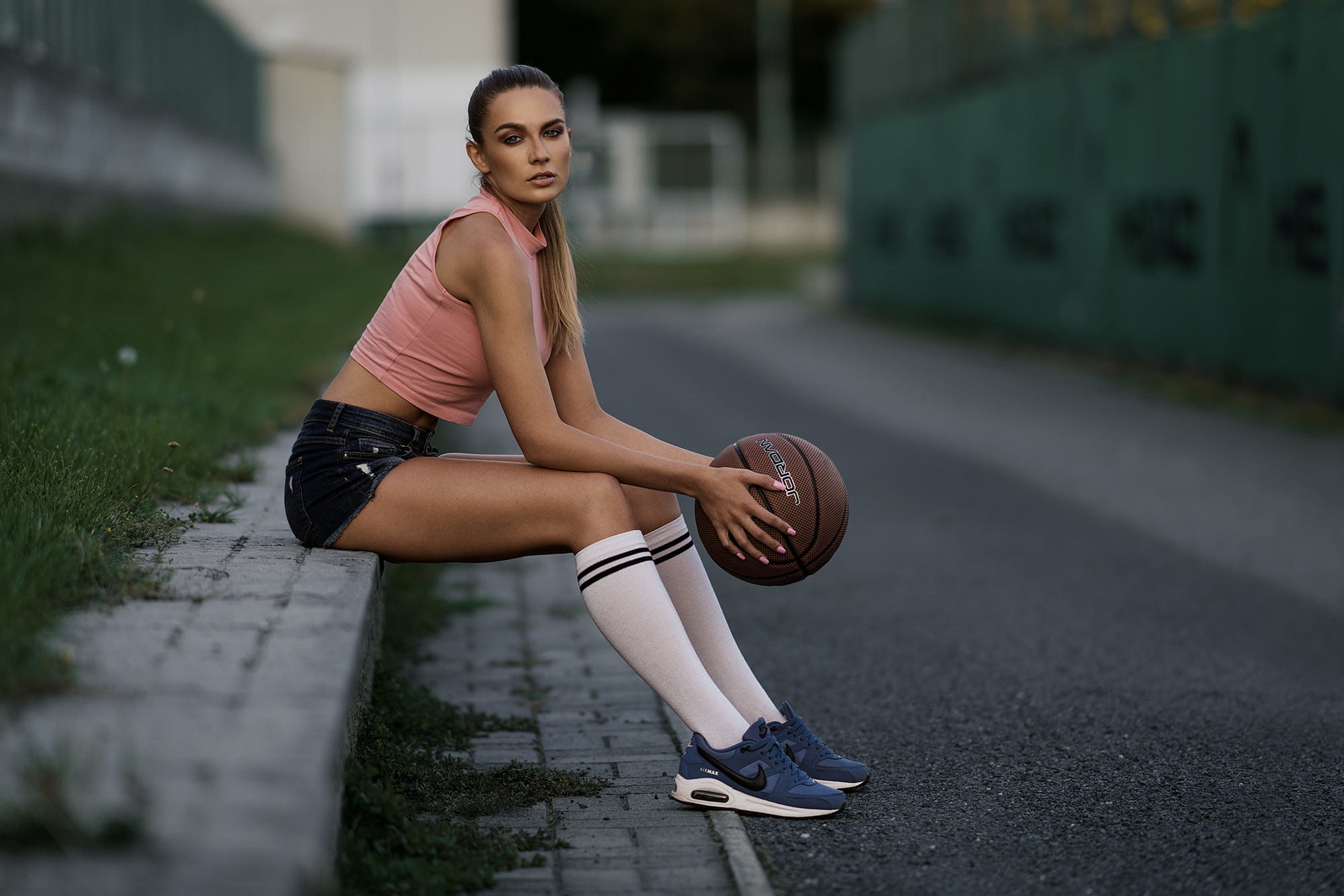 Lucy, athlete, legs, the ball, 1080P, shorts, Komsomolskaya Pravda, Robert Chrenka, HD Wallpaper
