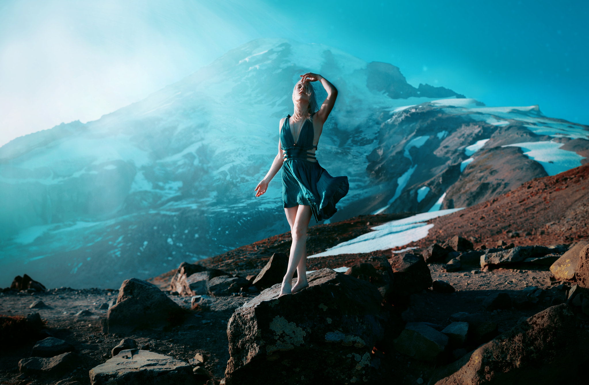 solid, women, water, mountains, holiday, vacations, rock, full length, outdoors, one person, 1080P, leisure activity, arms up, real people, nature, scenics - nature, HD Wallpaper