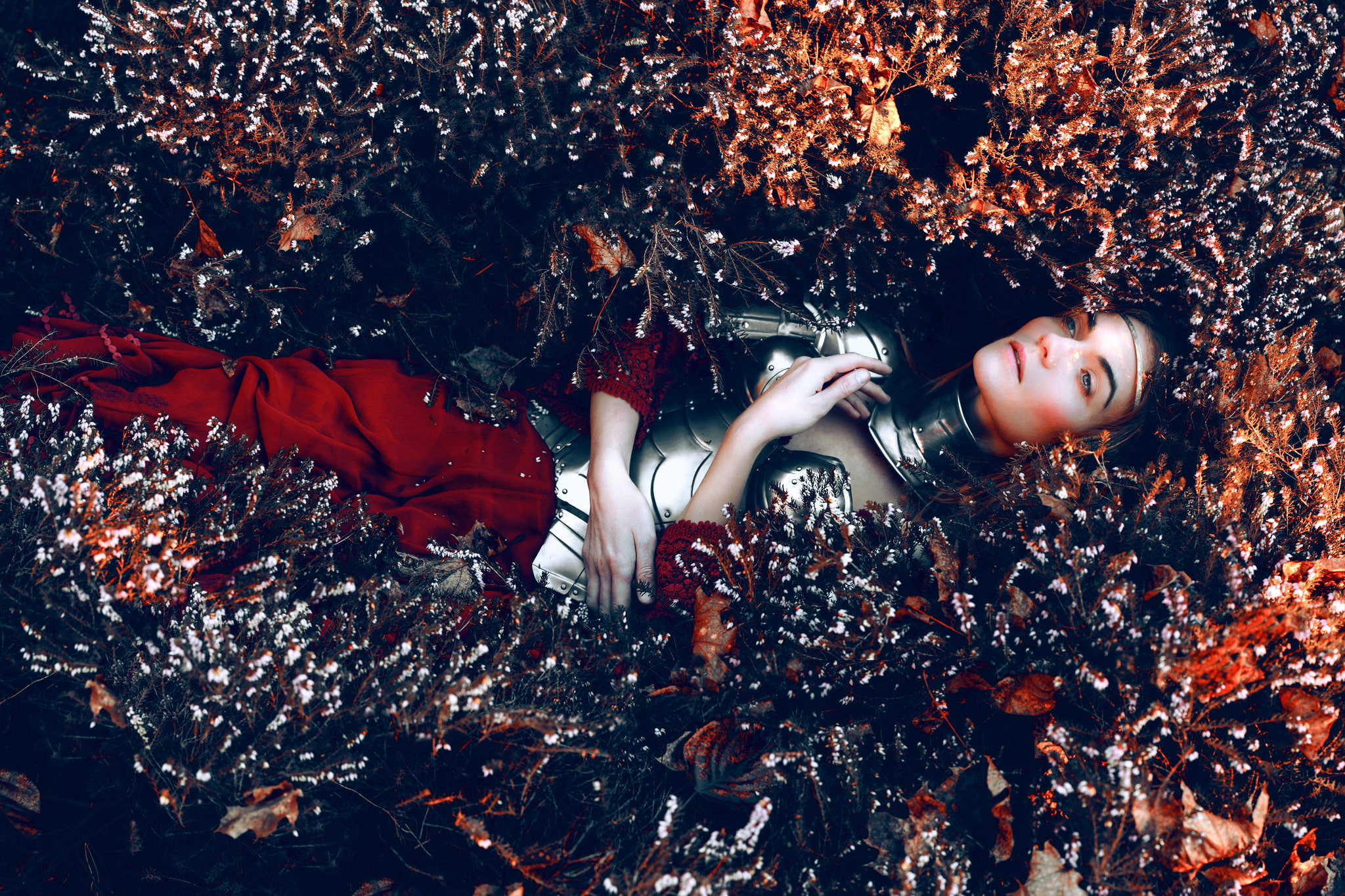 1080P, armor, Kindra Nikole, girl, flowers, HD Wallpaper