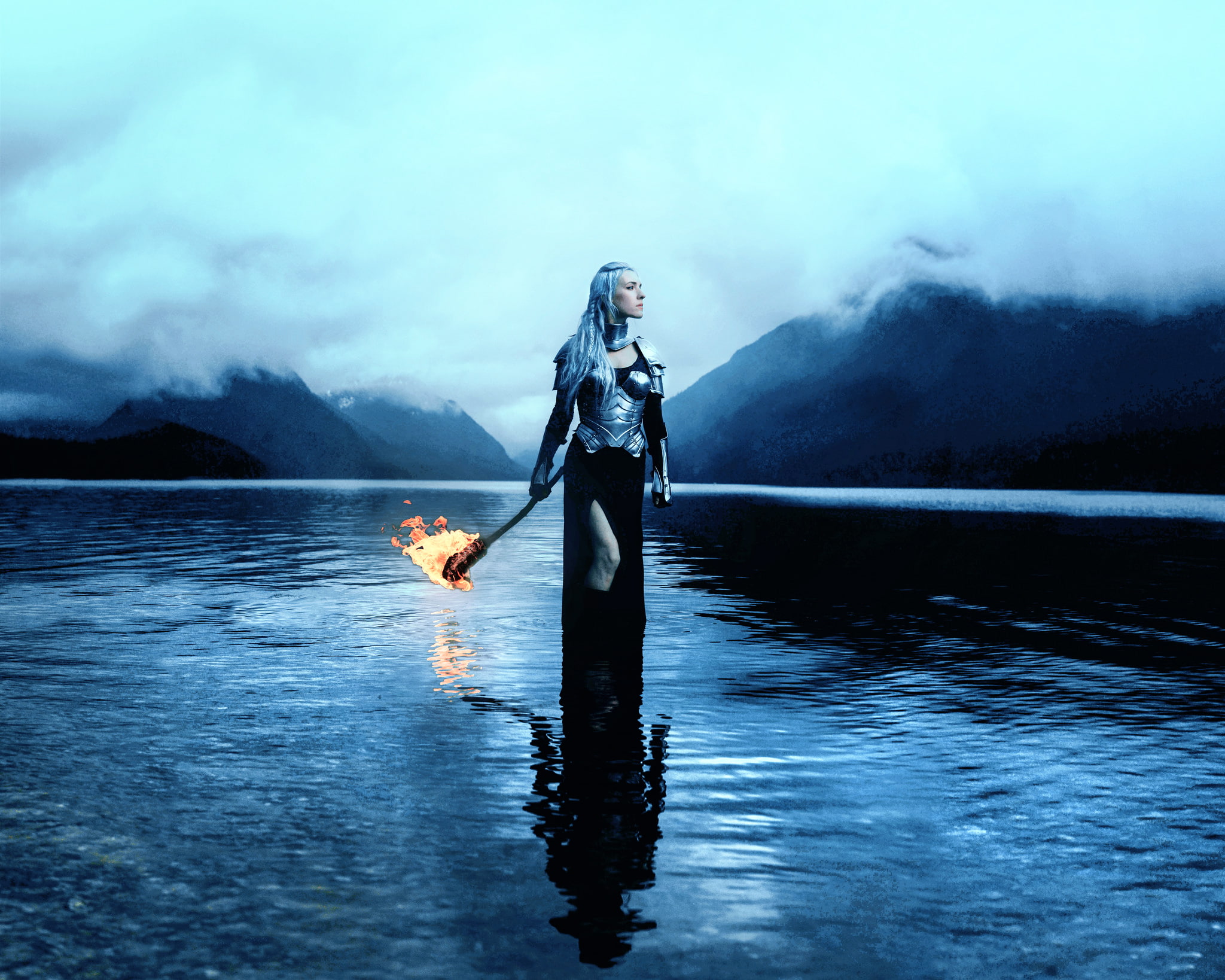 Kindra Nikole, girl, 1080P, armor, torch, HD Wallpaper