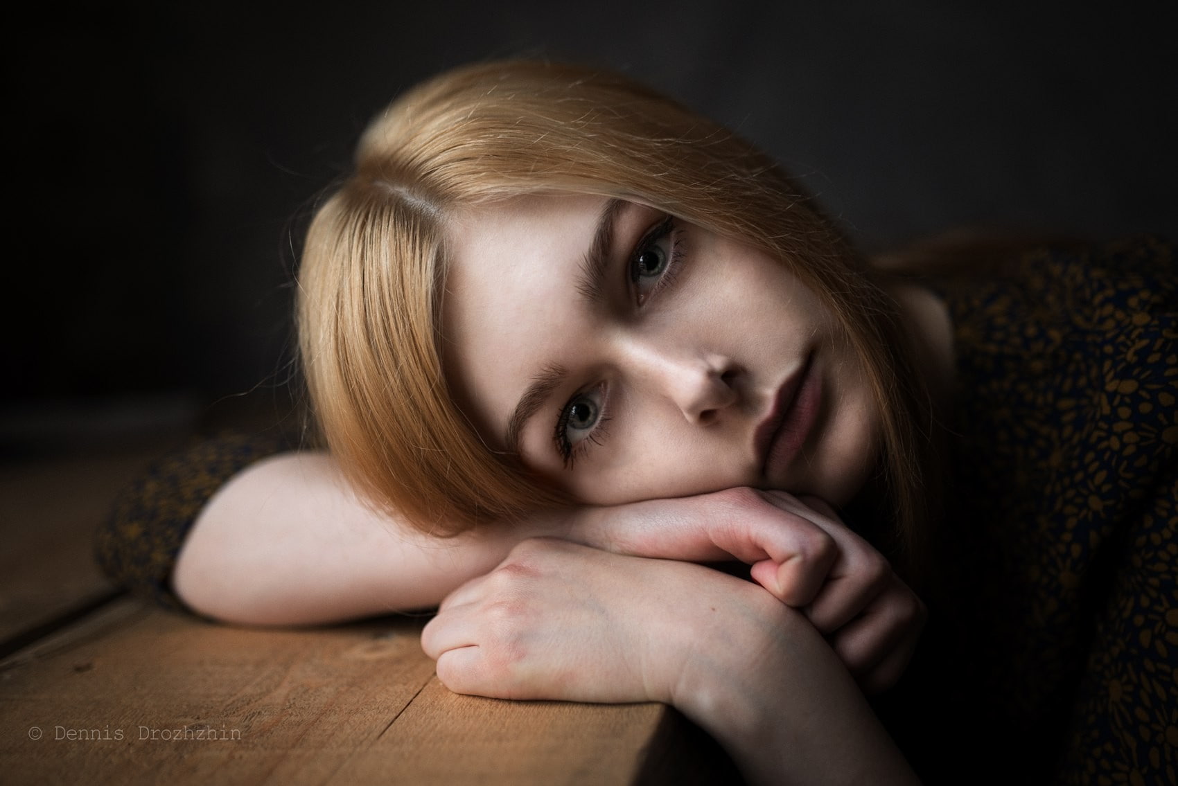 looking at viewer, women, face, redhead, portrait, Dennis Drozhzhin, 720P, HD Wallpaper