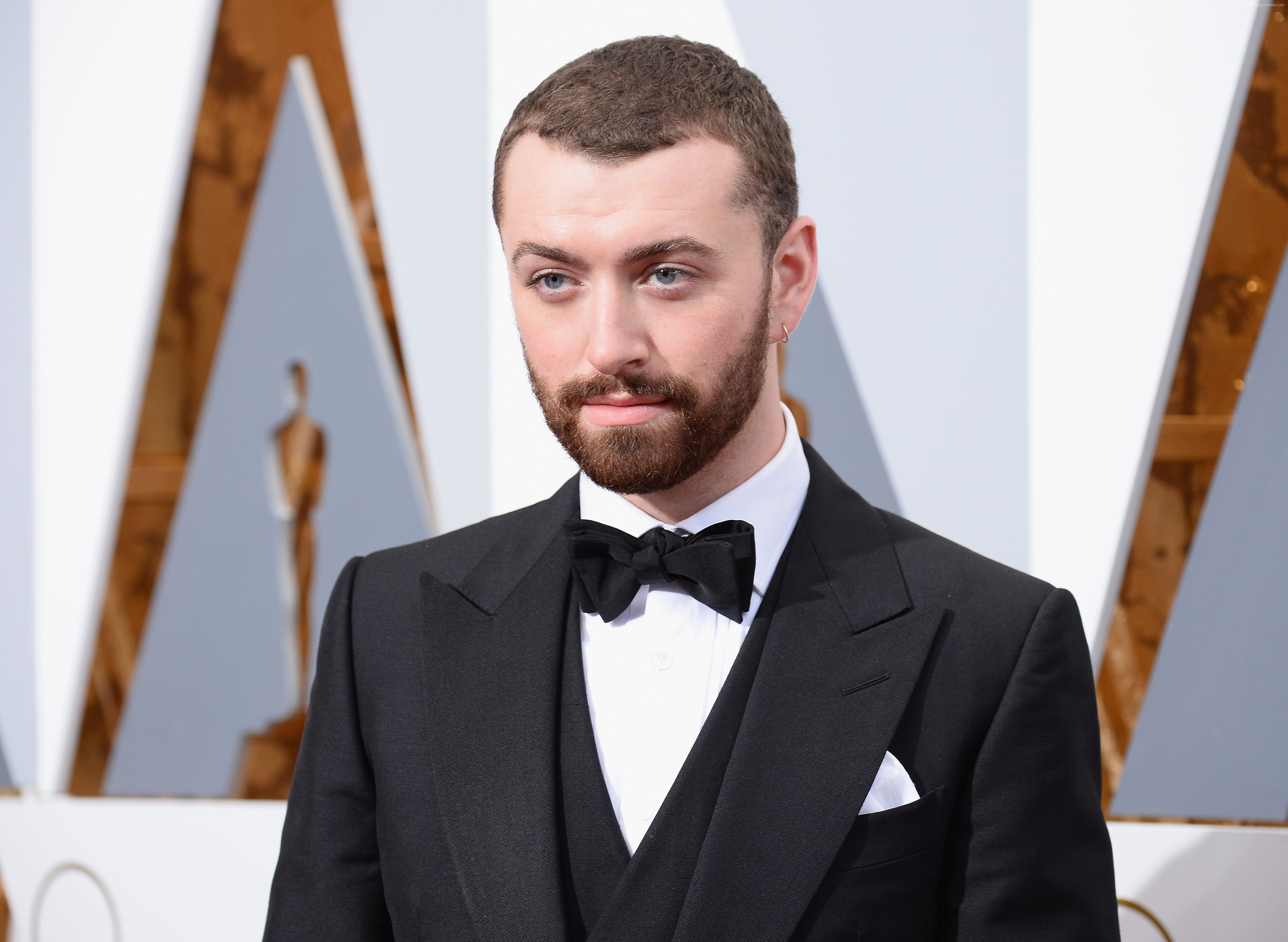 business, Oscar 2016, one person, 4K, adult, indoors, Sam Smith, men, menswear, standing, confidence, front view, Most popular celebs, bow tie, Oscar, HD Wallpaper