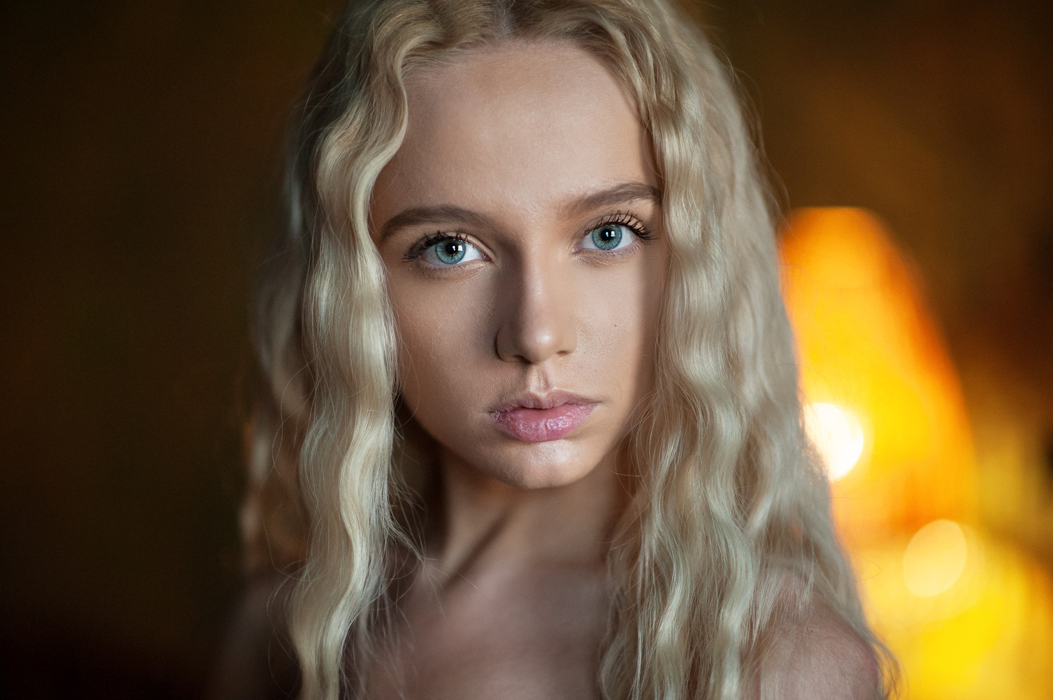 blonde, face, green eyes, Maxim Maximov, Maria Popova, 1080P, portrait, women, HD Wallpaper