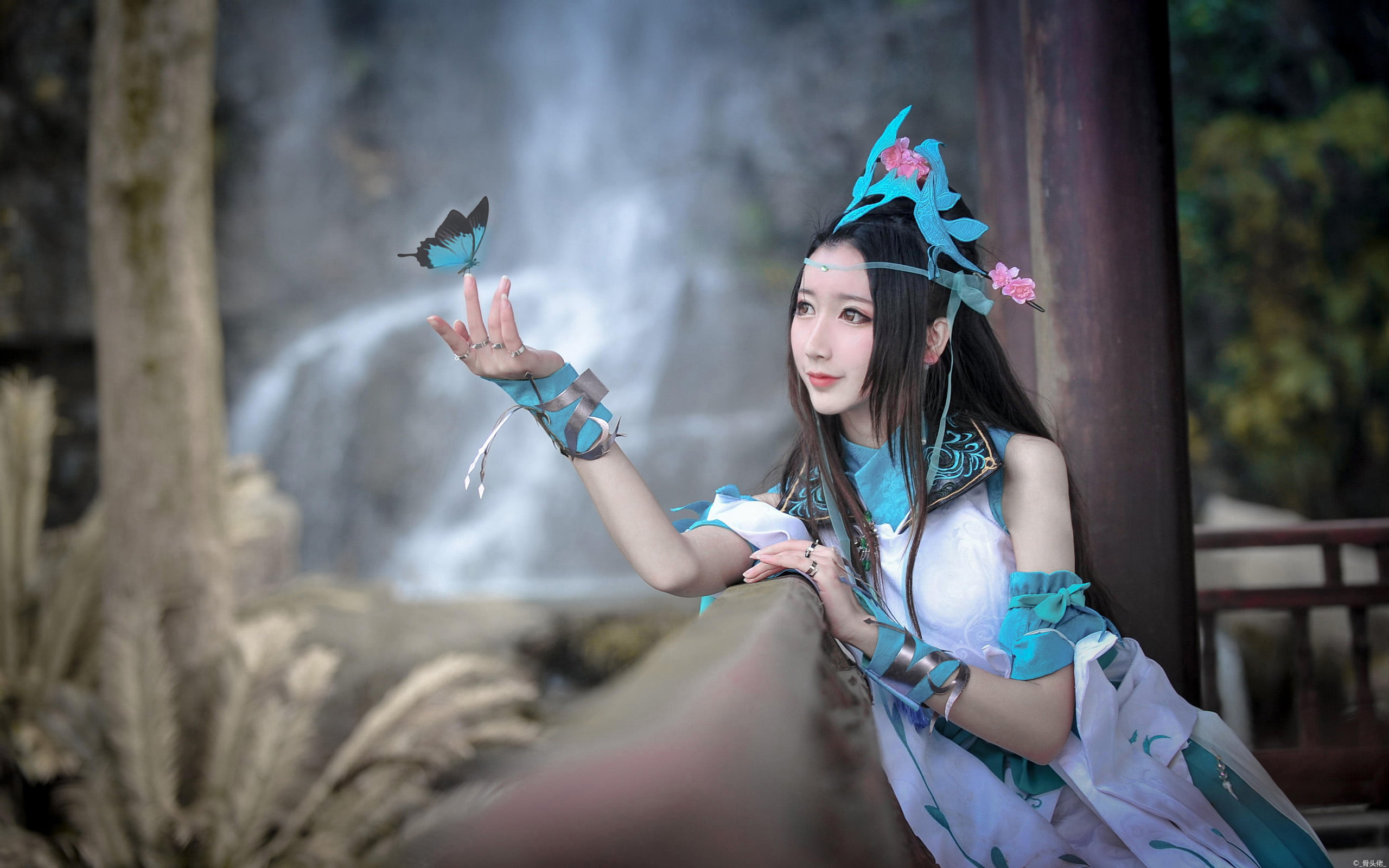 2K, one person, lifestyles, WuXia, young adult, long hair, three quarter length, holding, clothing, girls, teenager, sitting, beautiful woman, hairstyle, HD Wallpaper