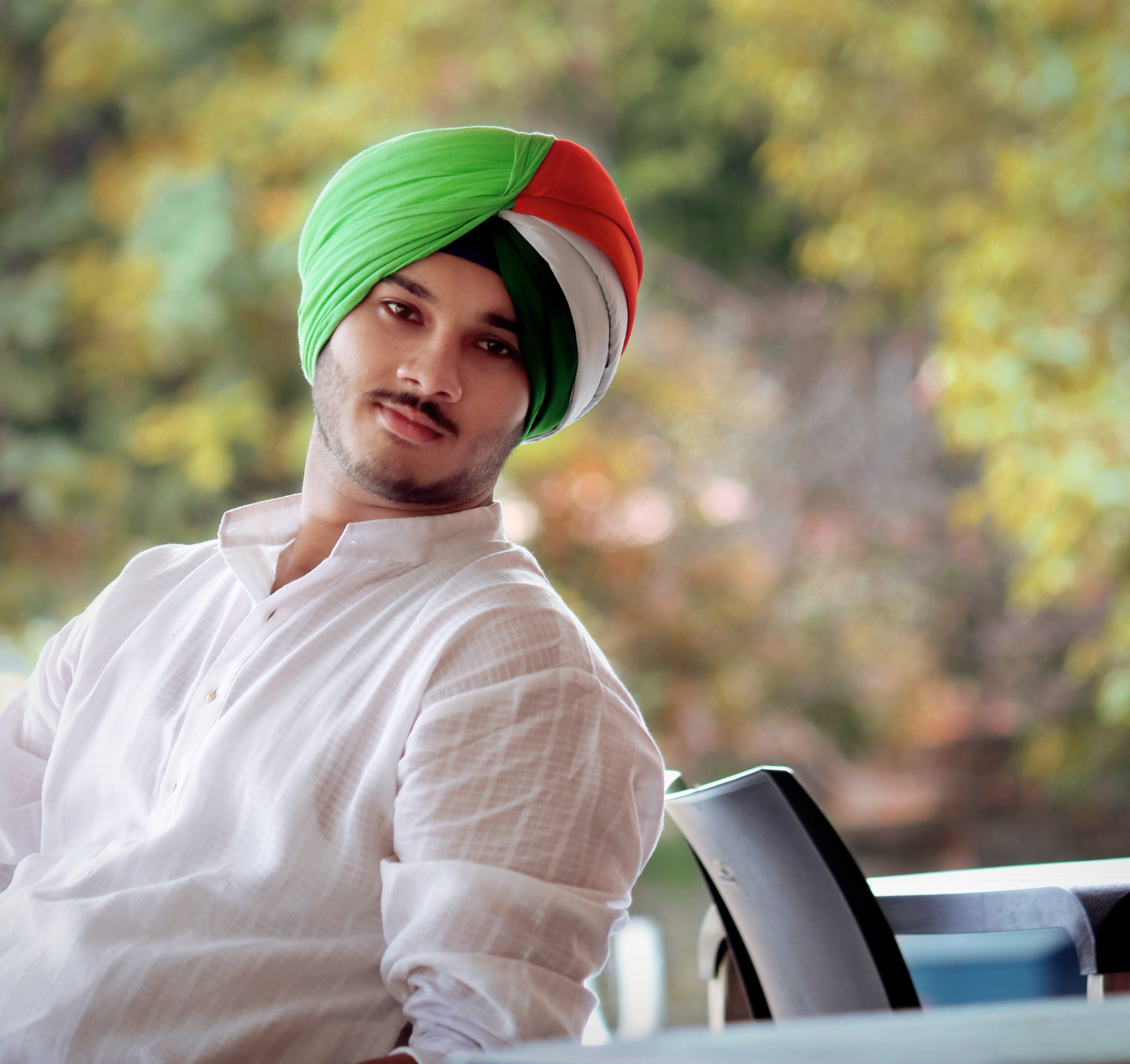 turban, indian, one person, casual clothing, young adult, love, happiness, celebration, front view, day, dom, indian flag, portrait, 4K, young men, flag, HD Wallpaper