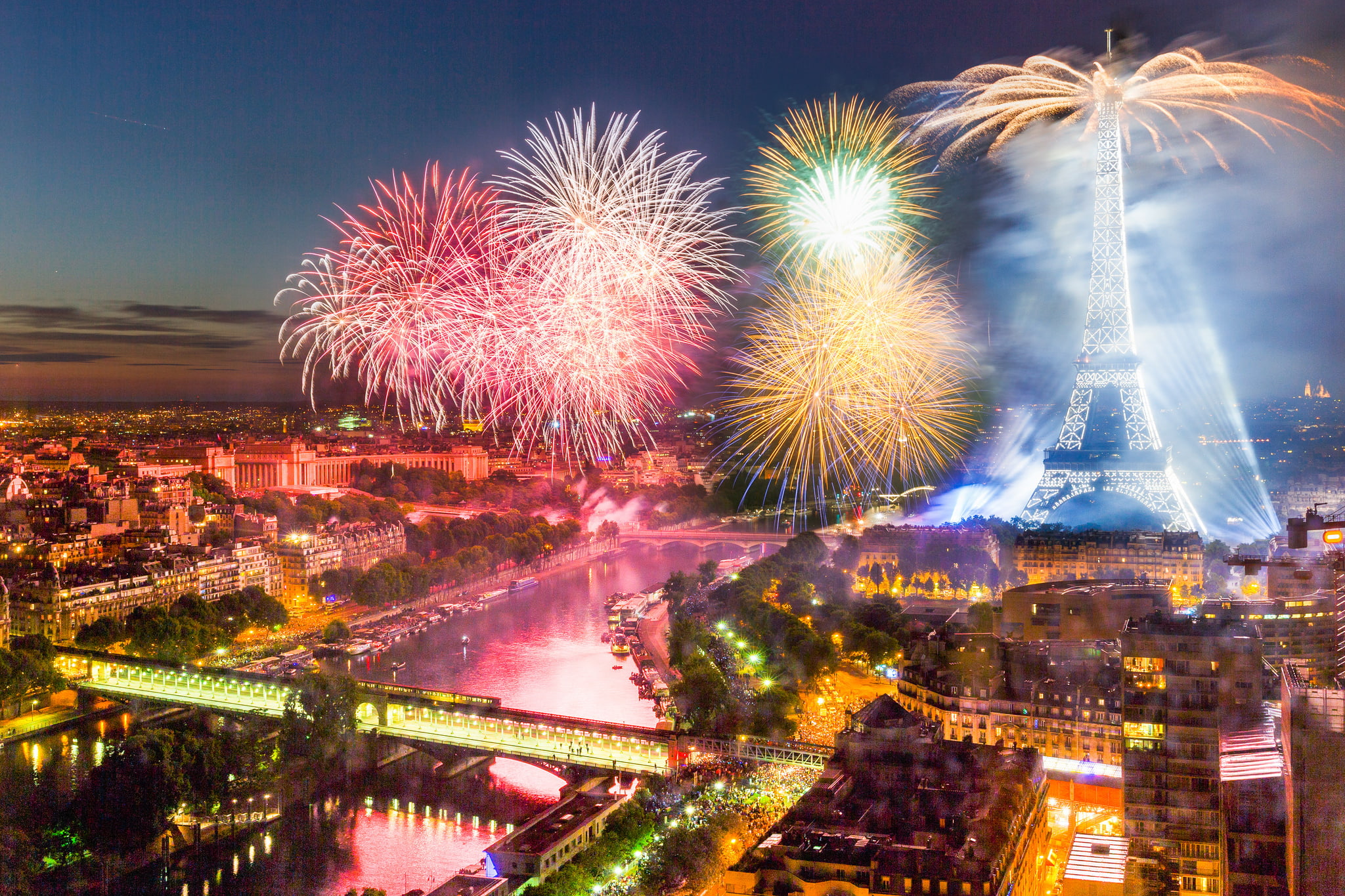 tower, 1080P, eiffel, 14 Jul 2015, The Bastille day, France, fireworks, Paris, salute, HD Wallpaper