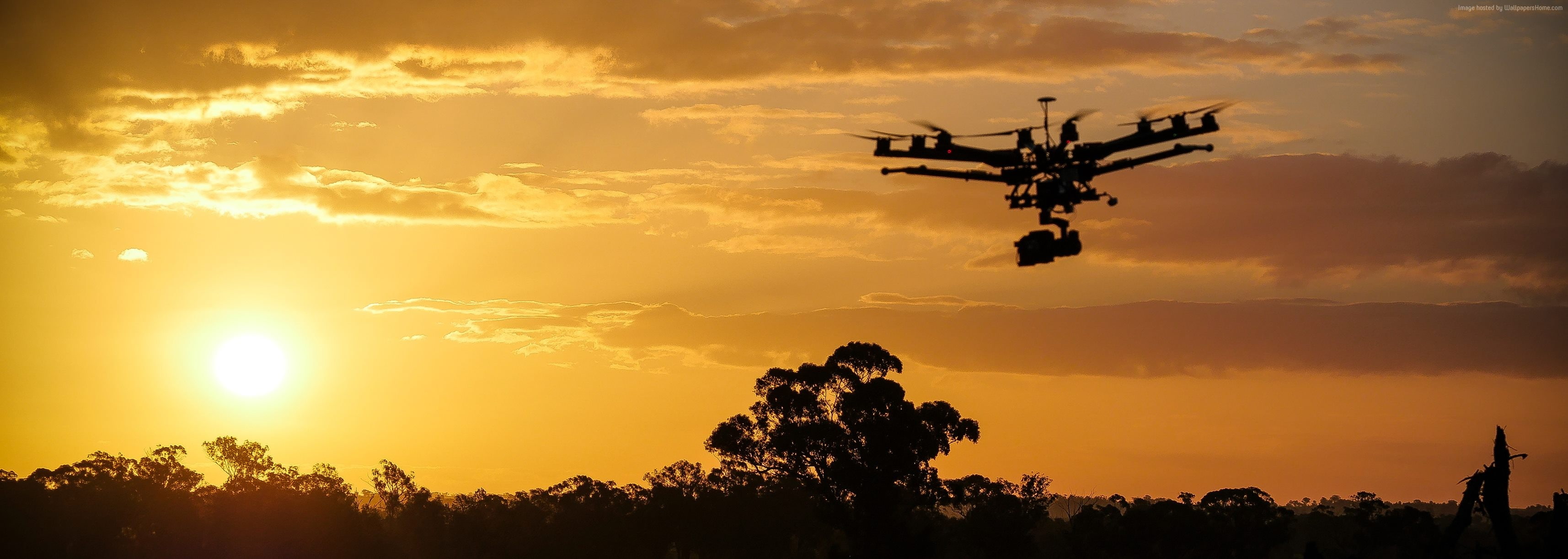 nature, hovering, camera - photographic equipment, orange color, plant, DJI Spreading Wings S1000 Plus, drone, air vehicle, flying, silhouette, photography themes, HD Wallpaper