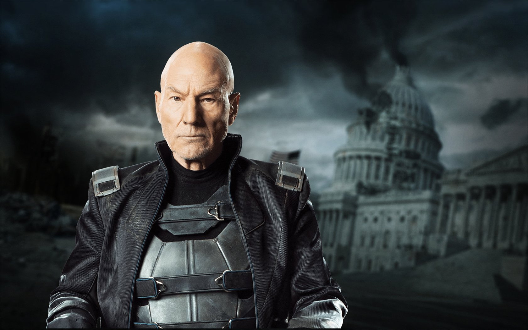 720P, focus on foreground, males, X-Men, one person, contemplation, architecture, men, serious, shaved head, dark, government, completely bald, night, HD Wallpaper