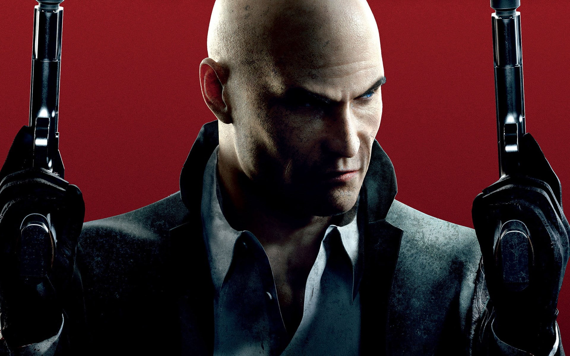 shaved head, mid adult, front view, headshot, weapon, contemplation, hitman absolution, indoors, mid adult men, mature men, males, serious, one person, HD Wallpaper