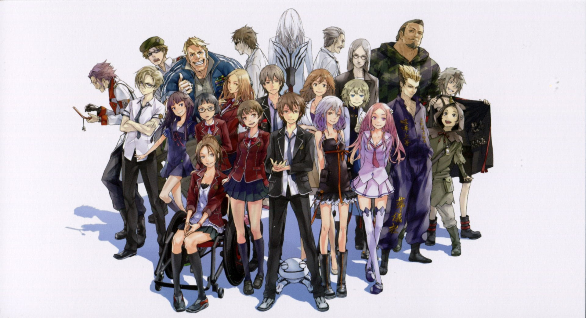 Souta Tamadate, real people, white background, indoors, Anime, mid adult, teenager, Tsugumi (Guilty Crown), Daryl Yan, group of people, Shuuichirou Keidou, HD Wallpaper