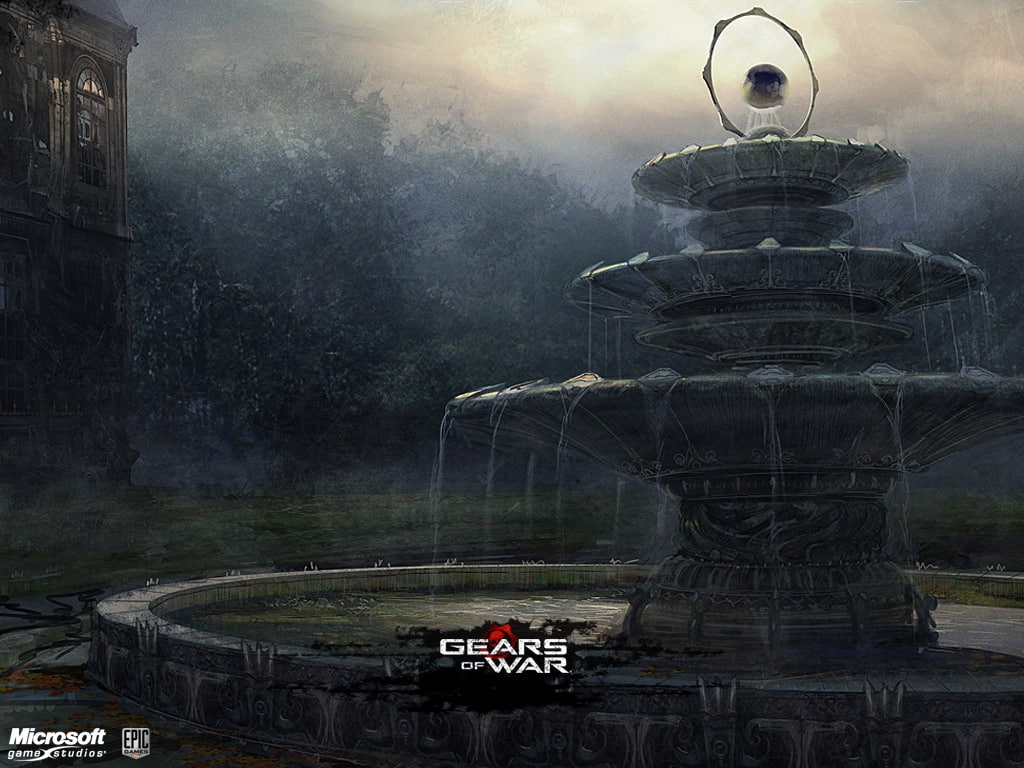 gears of war, gow, art, gears, video, war, 480P, fountain, games, hd, HD Wallpaper