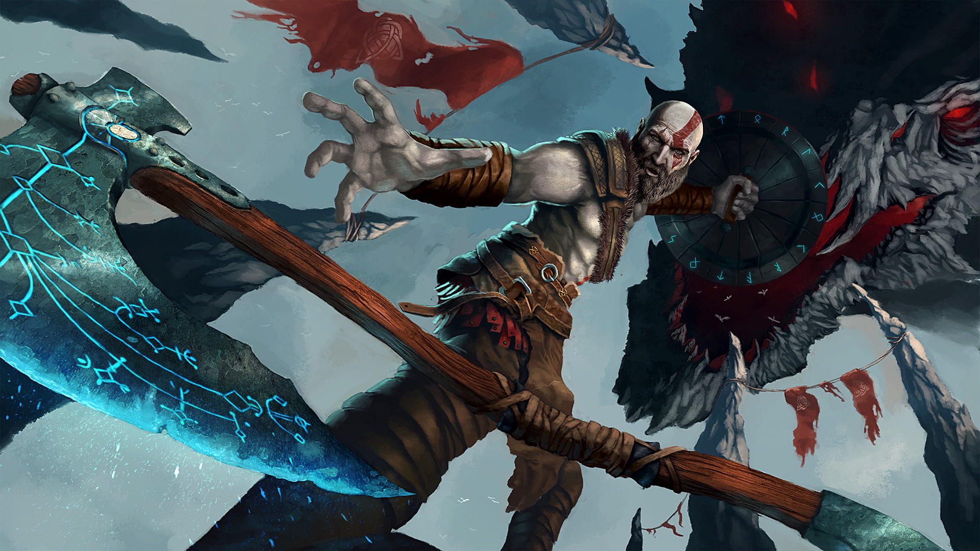 vertebrate, ps games, games, cooperation, animal wildlife, event, nature, 1080P, god of war 4, god of war, adult, reflection, 2017 games, water, outdoors, HD Wallpaper