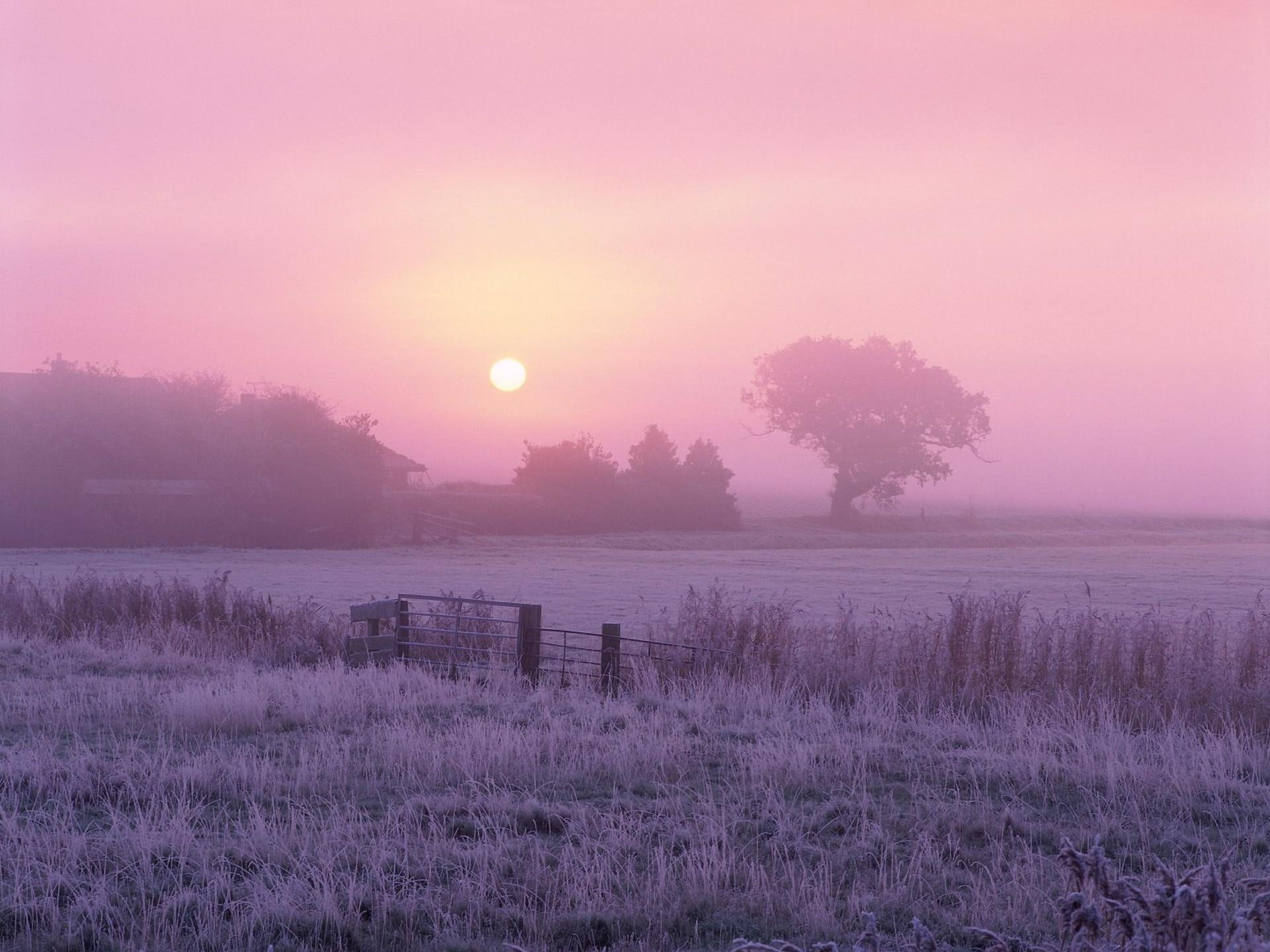 engl, farml, frosty, sunrise, 3d and abstract, nice, norfolk, 1080P, HD Wallpaper