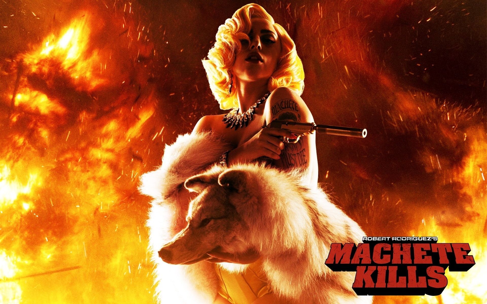 gun, wolf, lady Gaga, 1080P, muffler, machete kills, HD Wallpaper