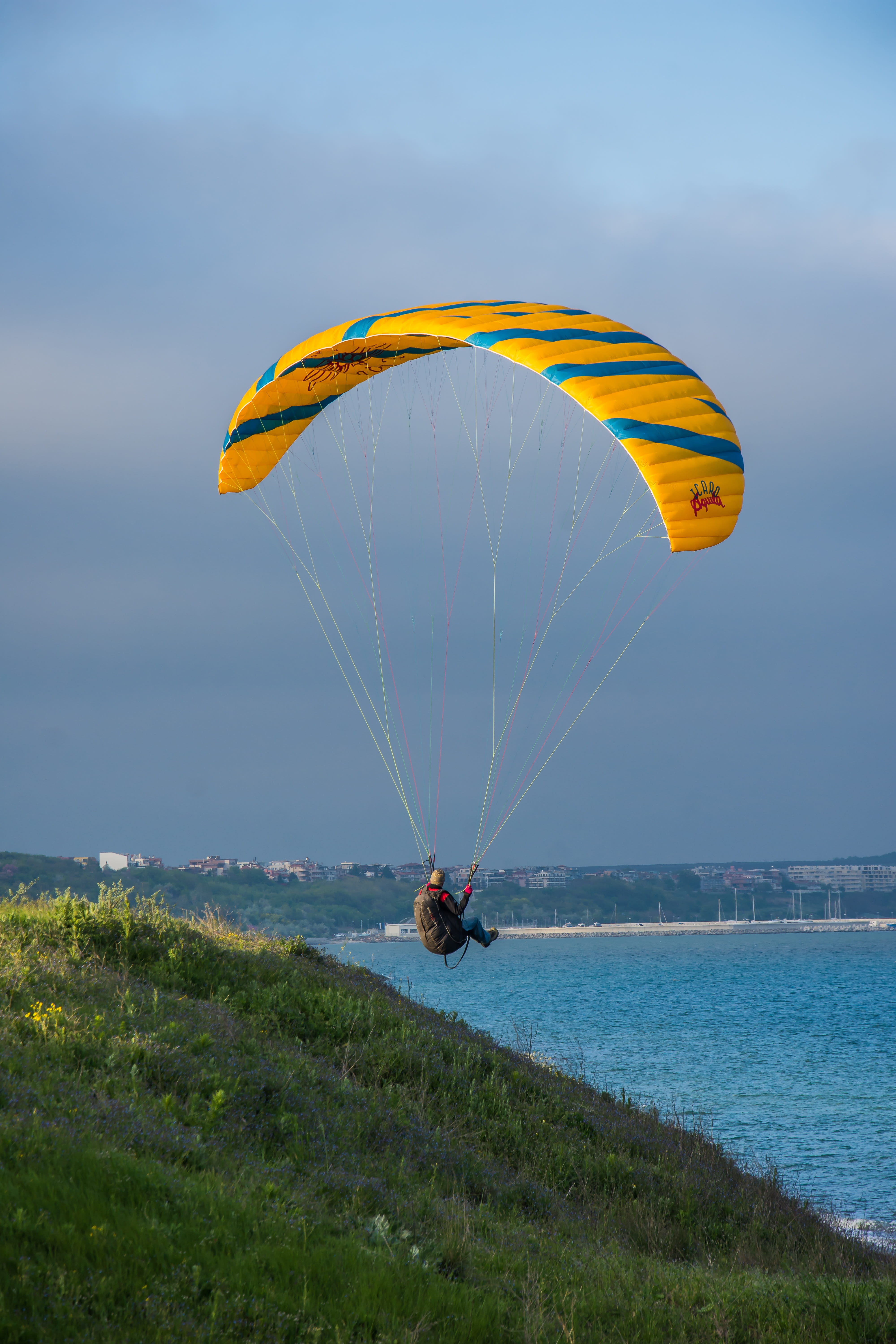 paragliding, unrecognizable person, leisure, dom, sea, freedom, relaxation, real people, fun, lifestyles, extreme sports, leisure activity, glider, fair weather, Phone HD Wallpaper