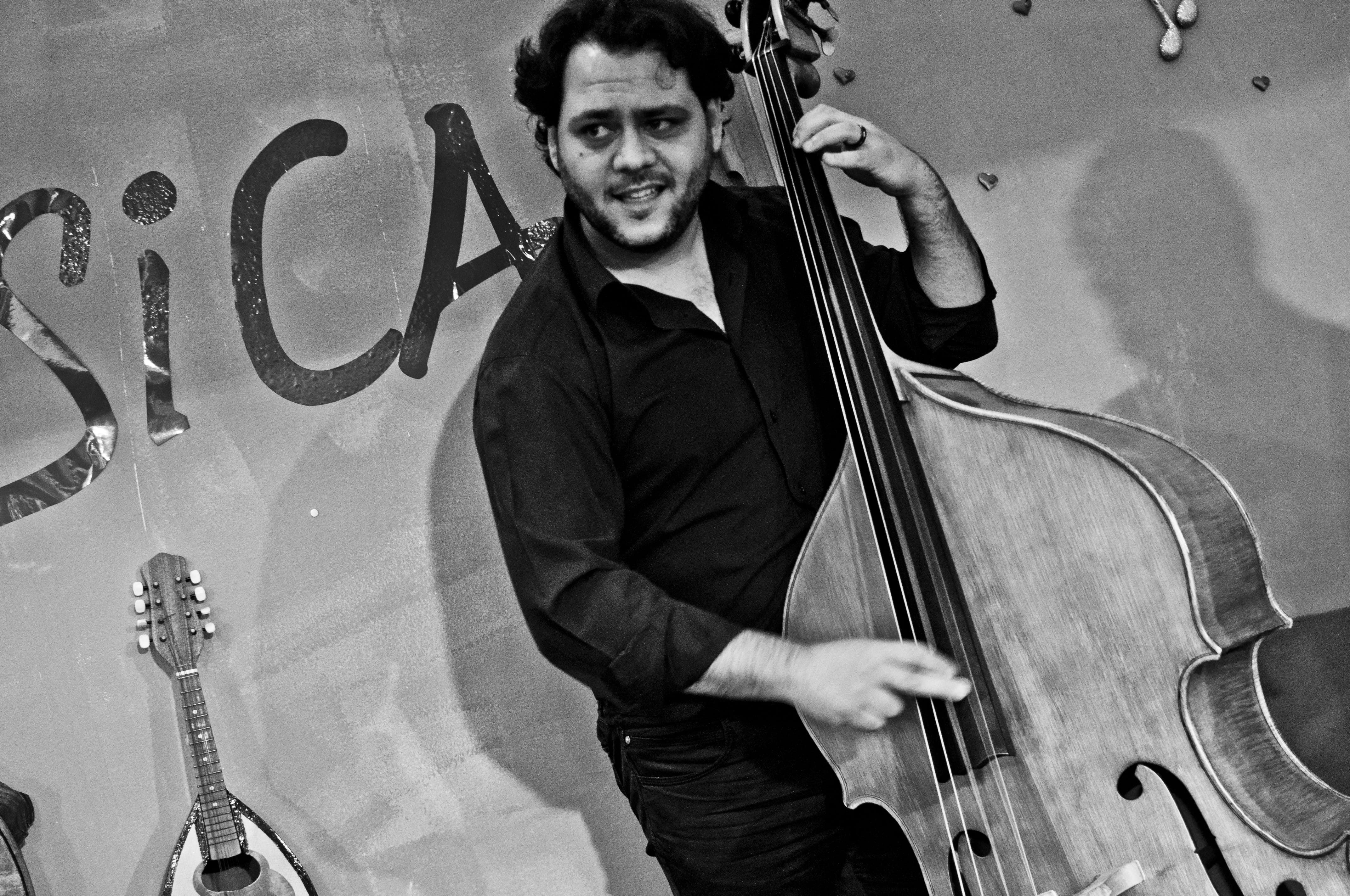 photos, double bass, nikon, men, emiliano vittoriosi, unsplash, digital, young adult, portrait, standing, italian, collection, music, musician, skill, one person, HD Wallpaper