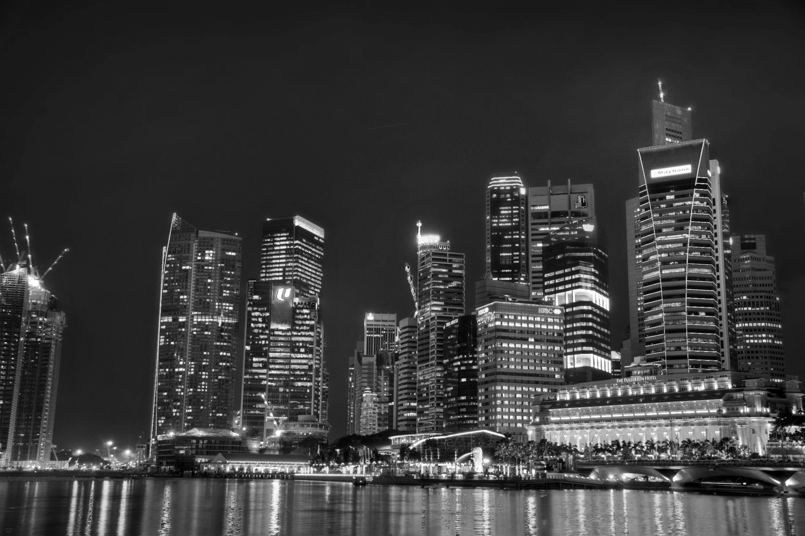 tower, Singapore, Photos, 2K, wish I, Damn, Nikon  D90, I wish, cityscapes, downtown District, gray, built Structure, DSC, photo, scale, Black and White, HD Wallpaper