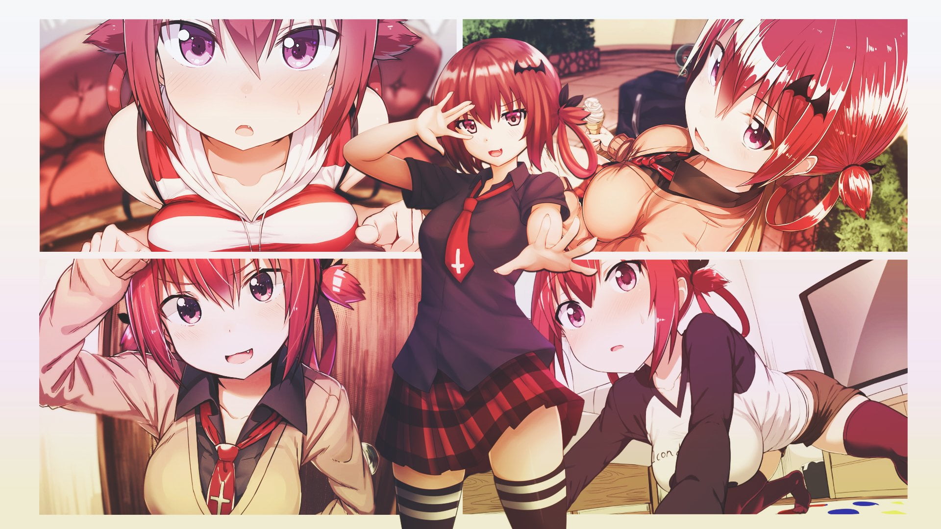 indoors, redhead, representation, school uniform, transfer print, human representation, men, red eyes, lifestyles, people, mask - disguise, day, real people, HD Wallpaper