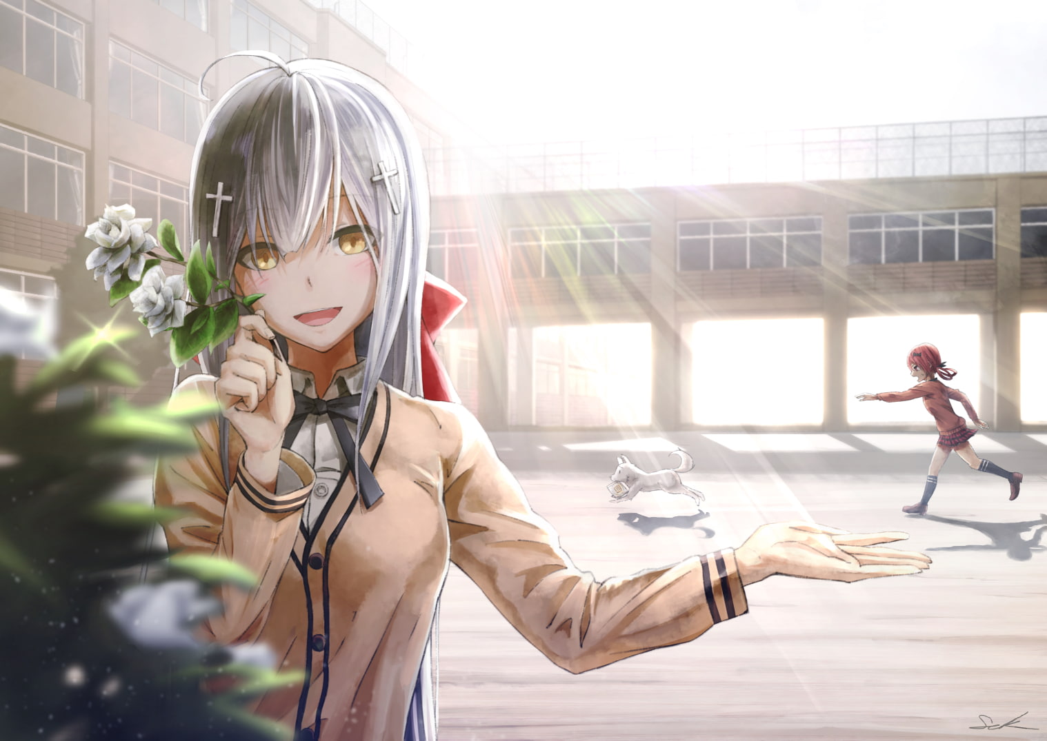 lifestyles, young adult, Raphiel Ainsworth Shiraha, nature, day, standing, leisure activity, real people, anime girls, built structure, young women, casual clothing, HD Wallpaper
