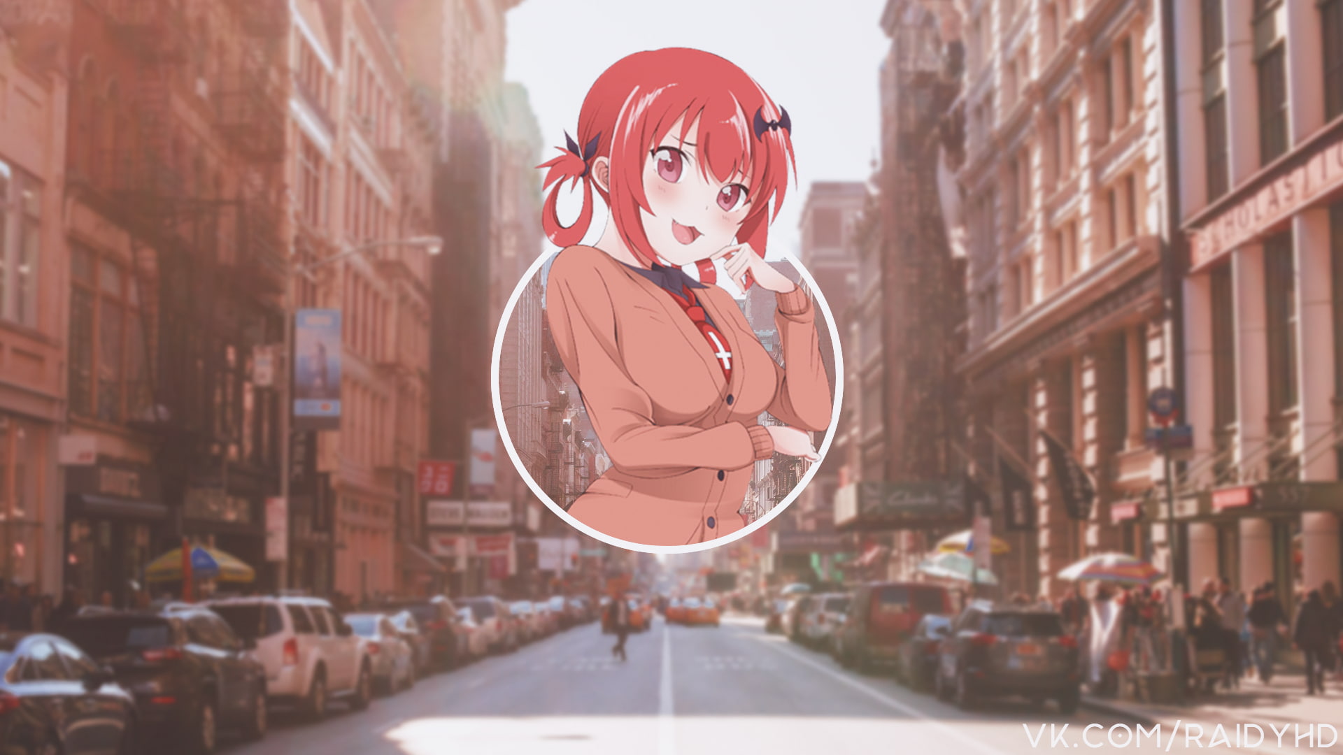 motor vehicle, picture-in-picture, built structure, 1080P, building, day, circle, outdoors, creativity, transportation, road, Satanichia McDowell Kurumizawa, HD Wallpaper