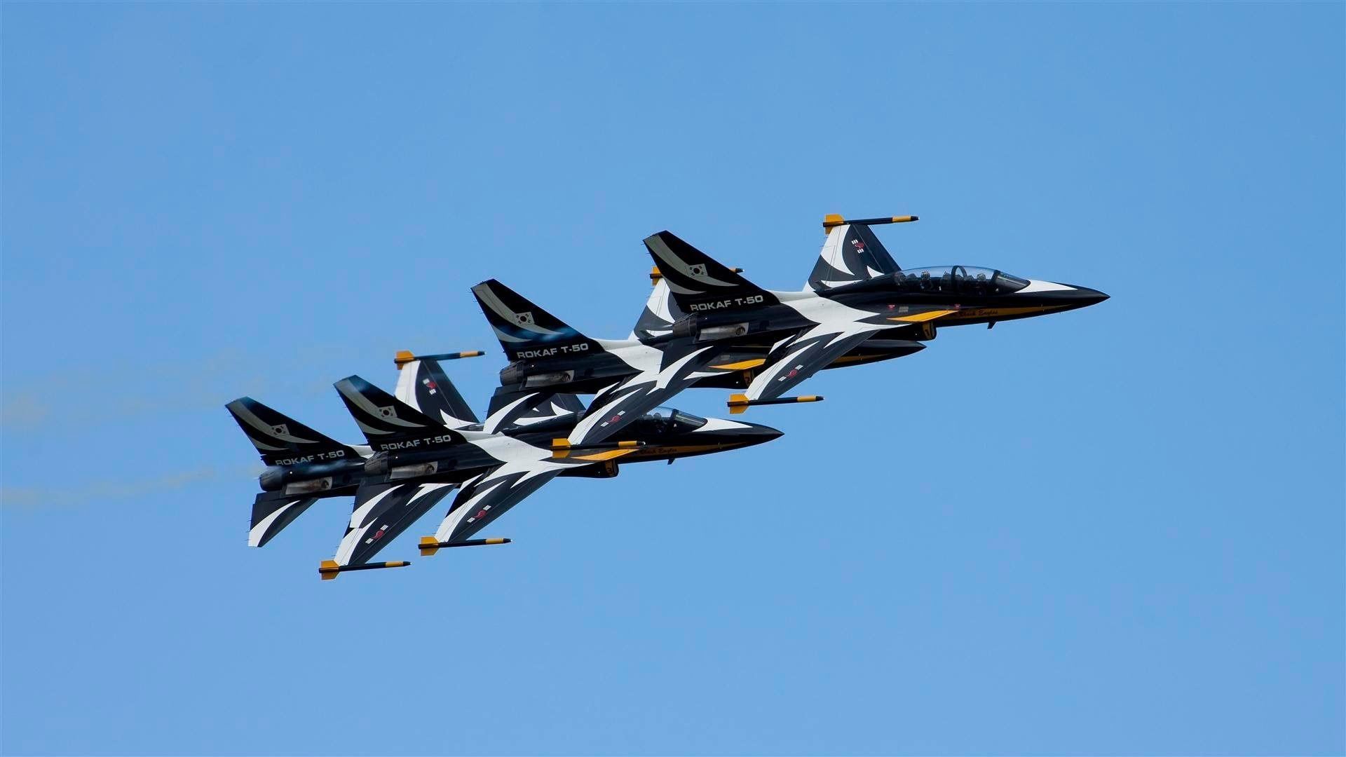 aerobatic, golden, air, eagles, team, 1080P, eagle, t 50, jets, korean, black, aircrafts, south, HD Wallpaper
