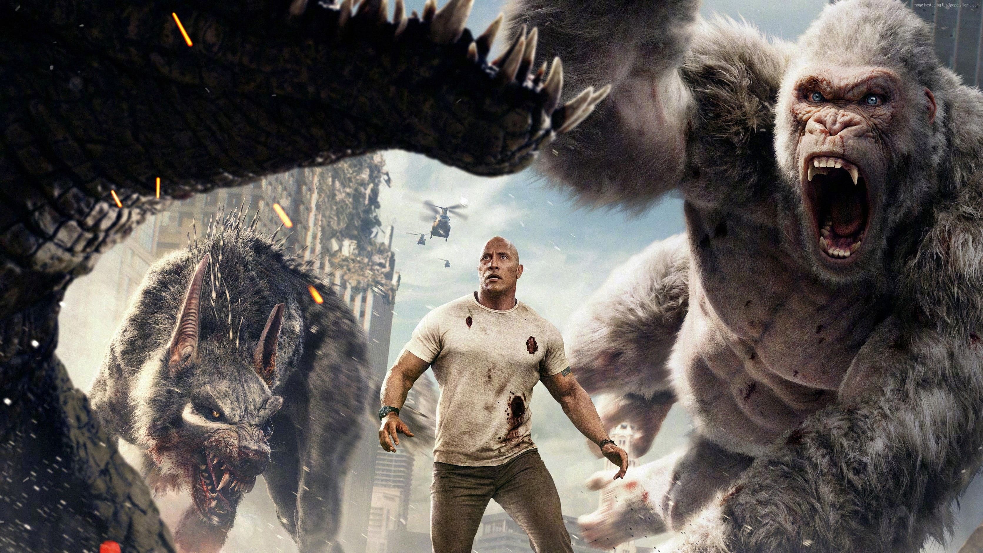 smiling, 4K, one person, front view, mammal, outdoors, Dwayne Johnson, looking at camera, 2K, emotion, vertebrate, three quarter length, animal body part, HD Wallpaper