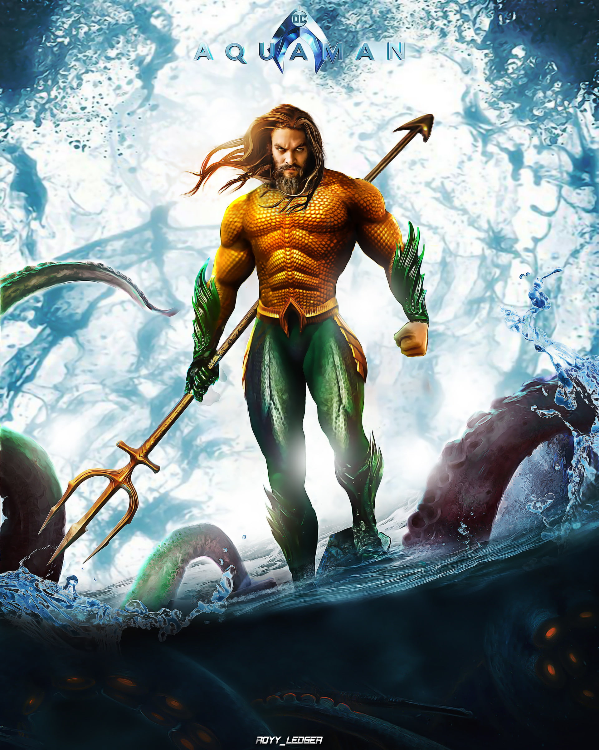 momoa, jason, 1080P, artwork, aquaman, Phone HD Wallpaper