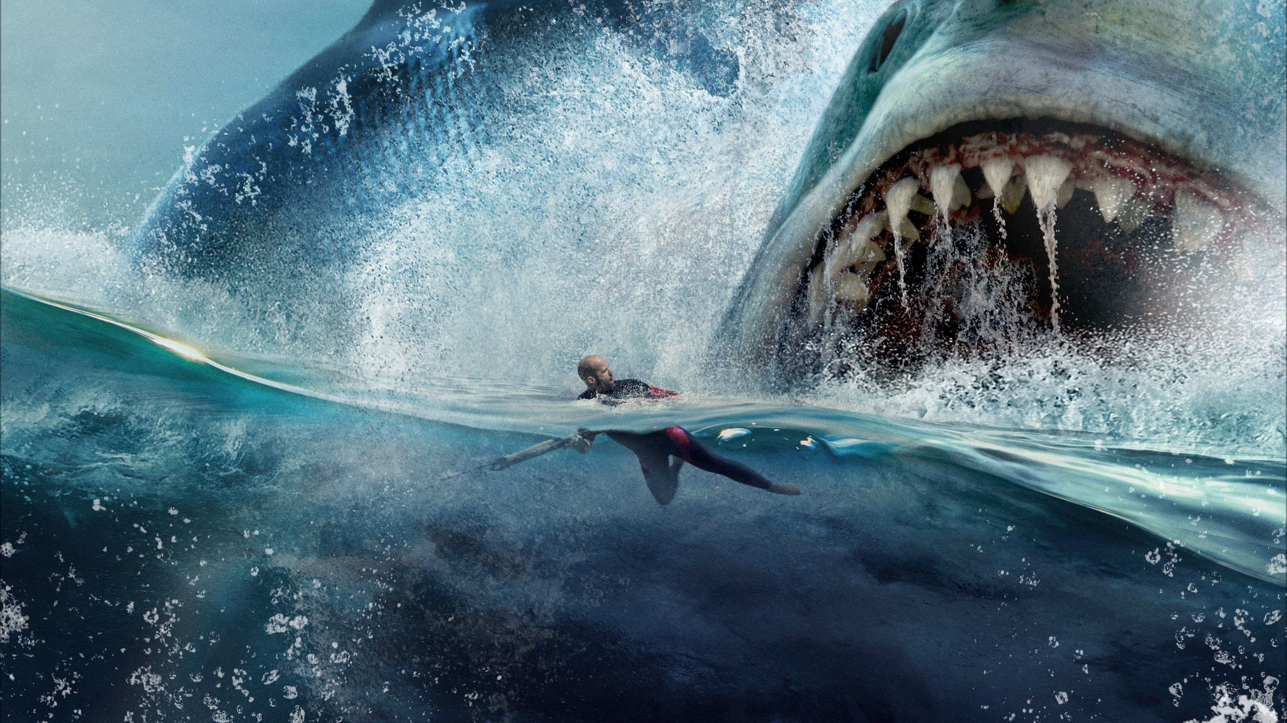 sport, The, outdoors, nature, water, animals in the wild, Statham, k, motion, Jason, sea life, leisure activity, aquatic sport, day, Meg, undersea, sea, HD Wallpaper