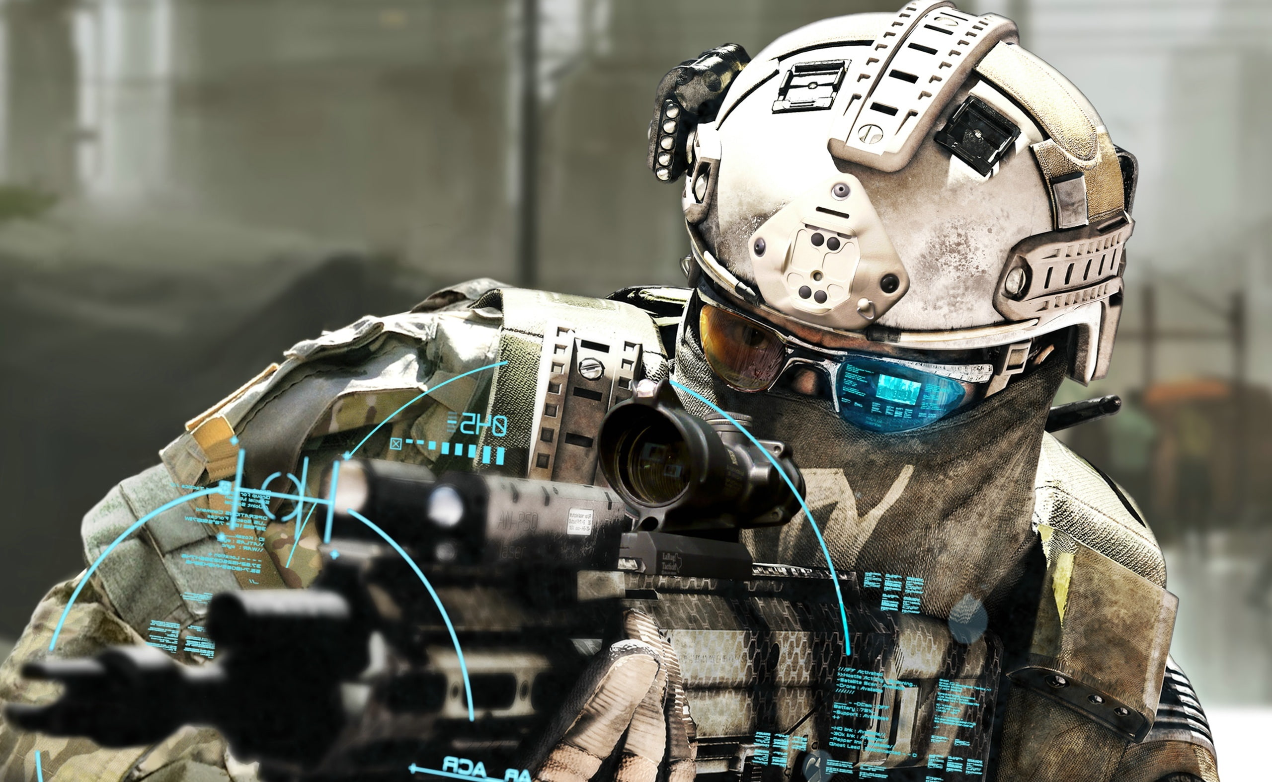 industry, safety, Recon, Tom Clancy, helmet, metal, man, day, metal industry, one person, close-up, Ghost, s, protection, rifle, security, headshot, obscured face, HD Wallpaper