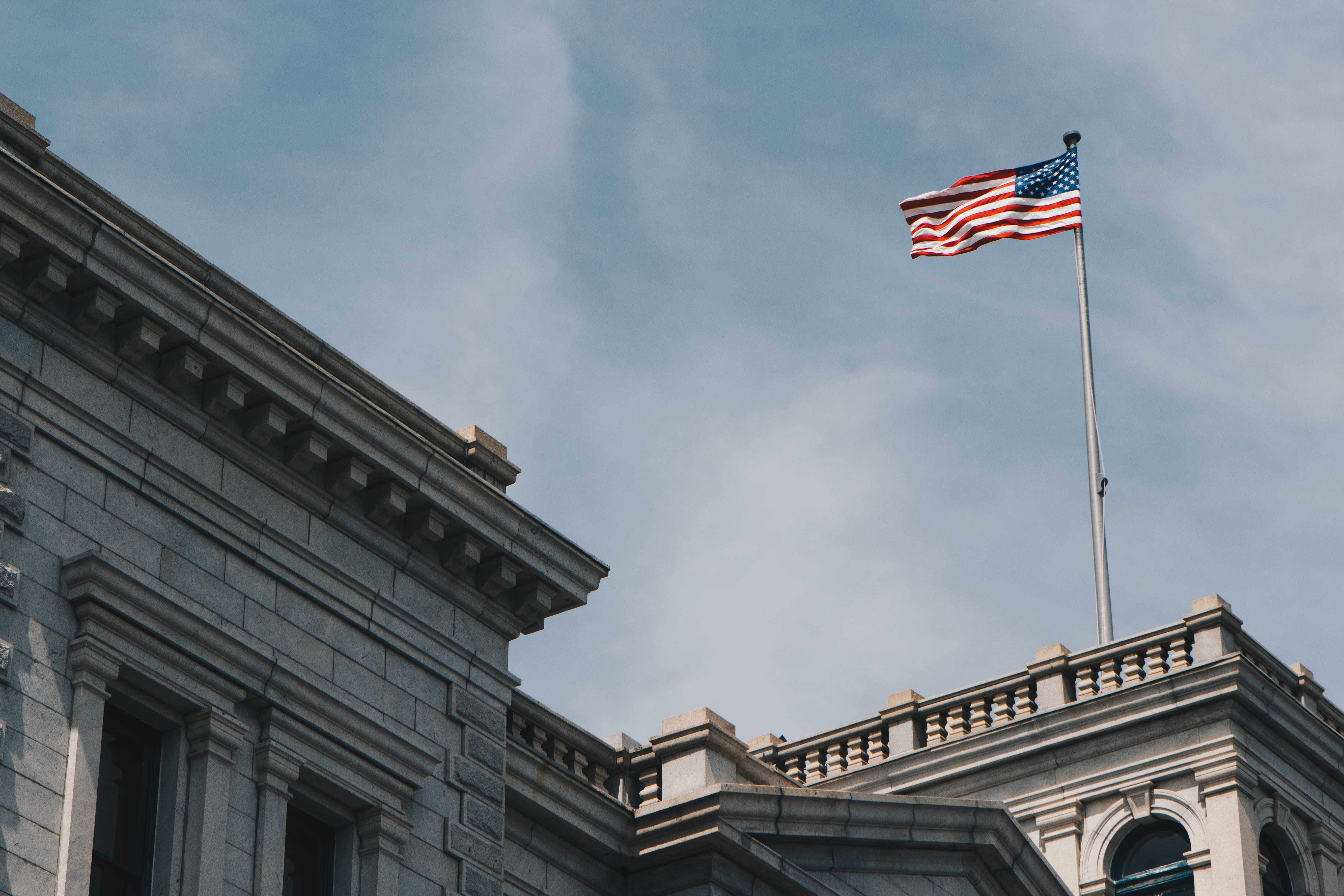 united states, environment, no people, independence, windy, culture, patriotism, wind, low angle view, american, sky, building, nature, nc, built structure, HD Wallpaper