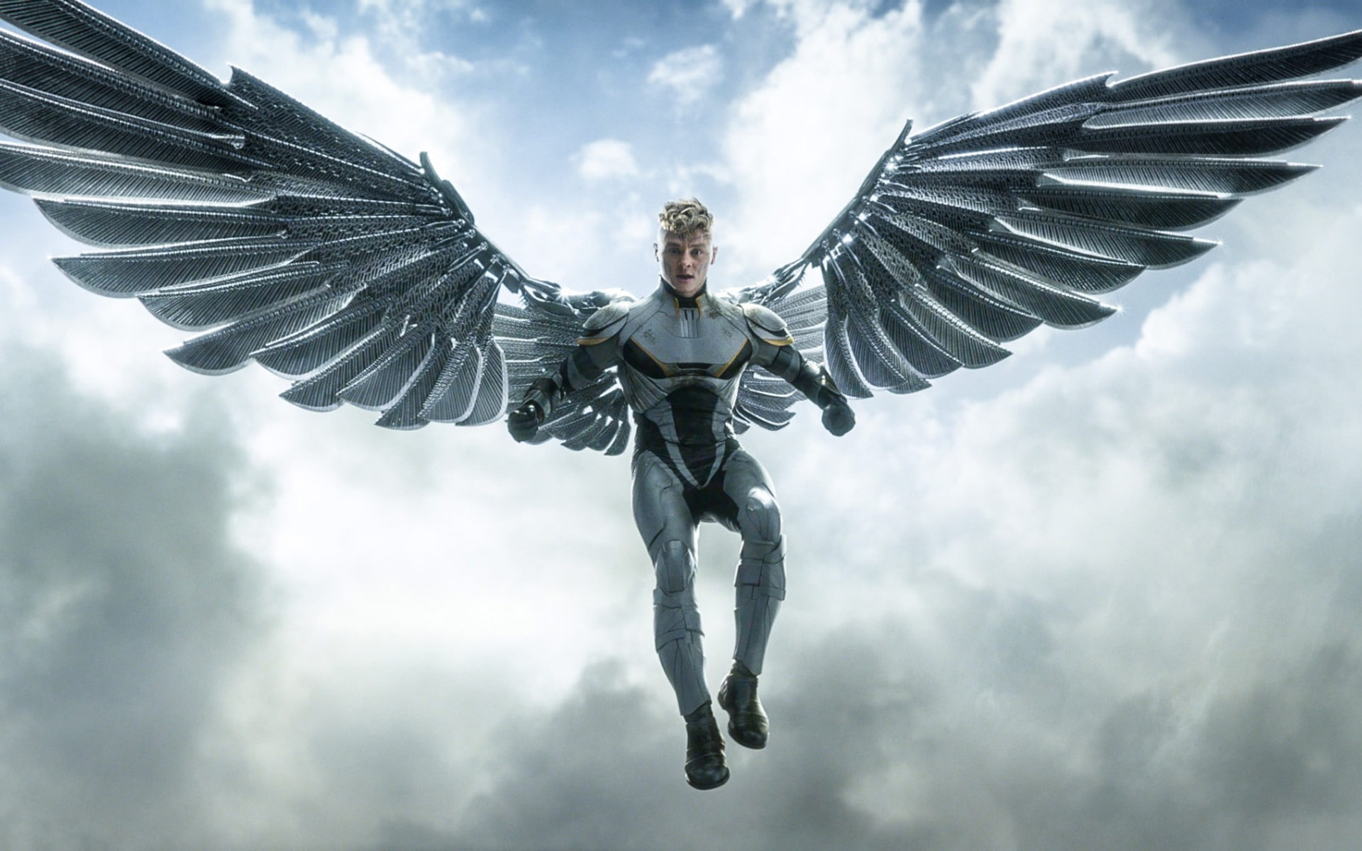 apocalypse, animal wing, young adult, human arm, nature, spread wings, flying, full length, front view, religion, day, men, posters, bird, people, HD Wallpaper