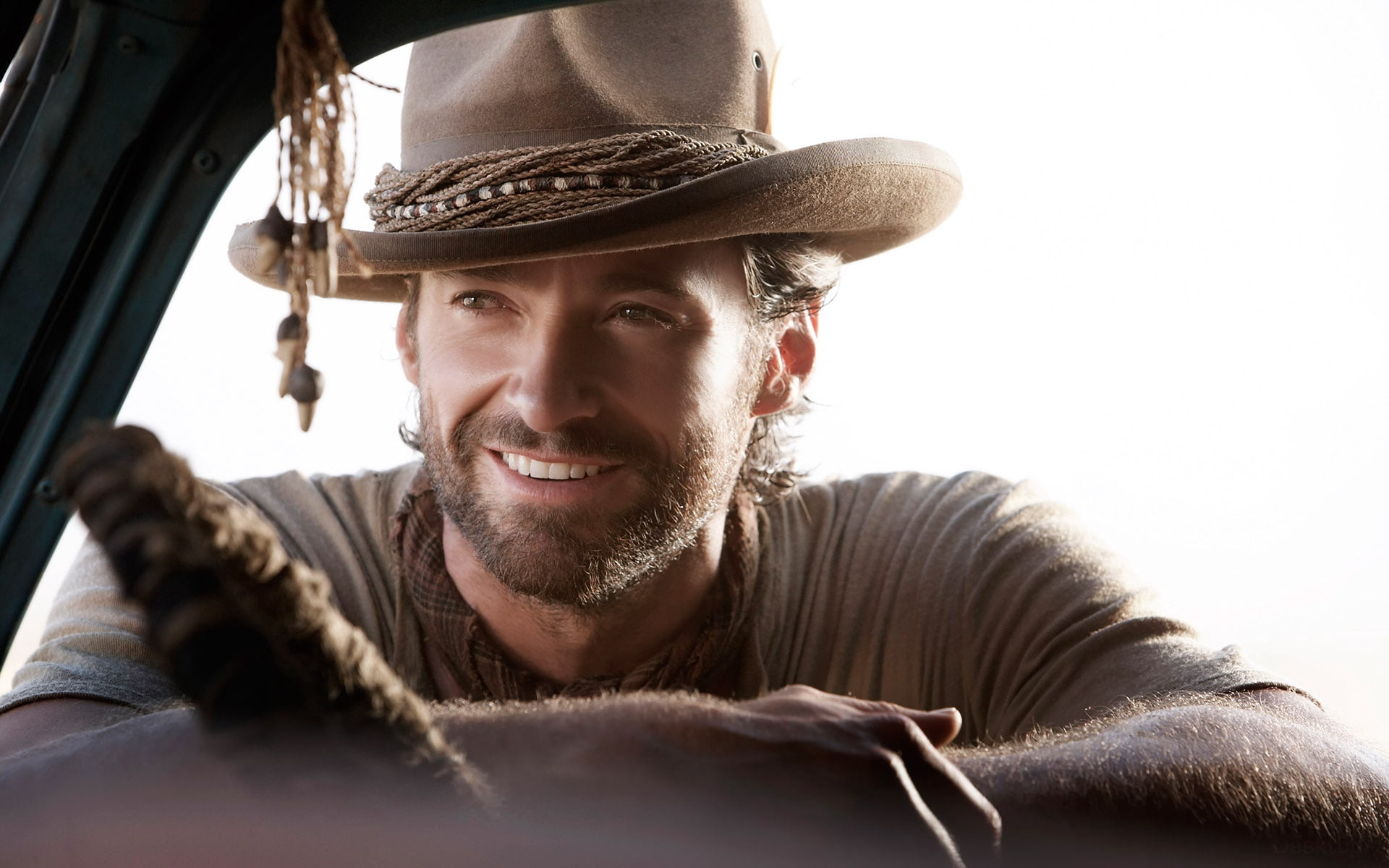 hat, cute, cowboy Hat, cheerful, day, one Person, male, facial Hair, hugh jackman, hugh, bristles, copy Space, male Beauty, adults Only, beard, one Man Only, HD Wallpaper
