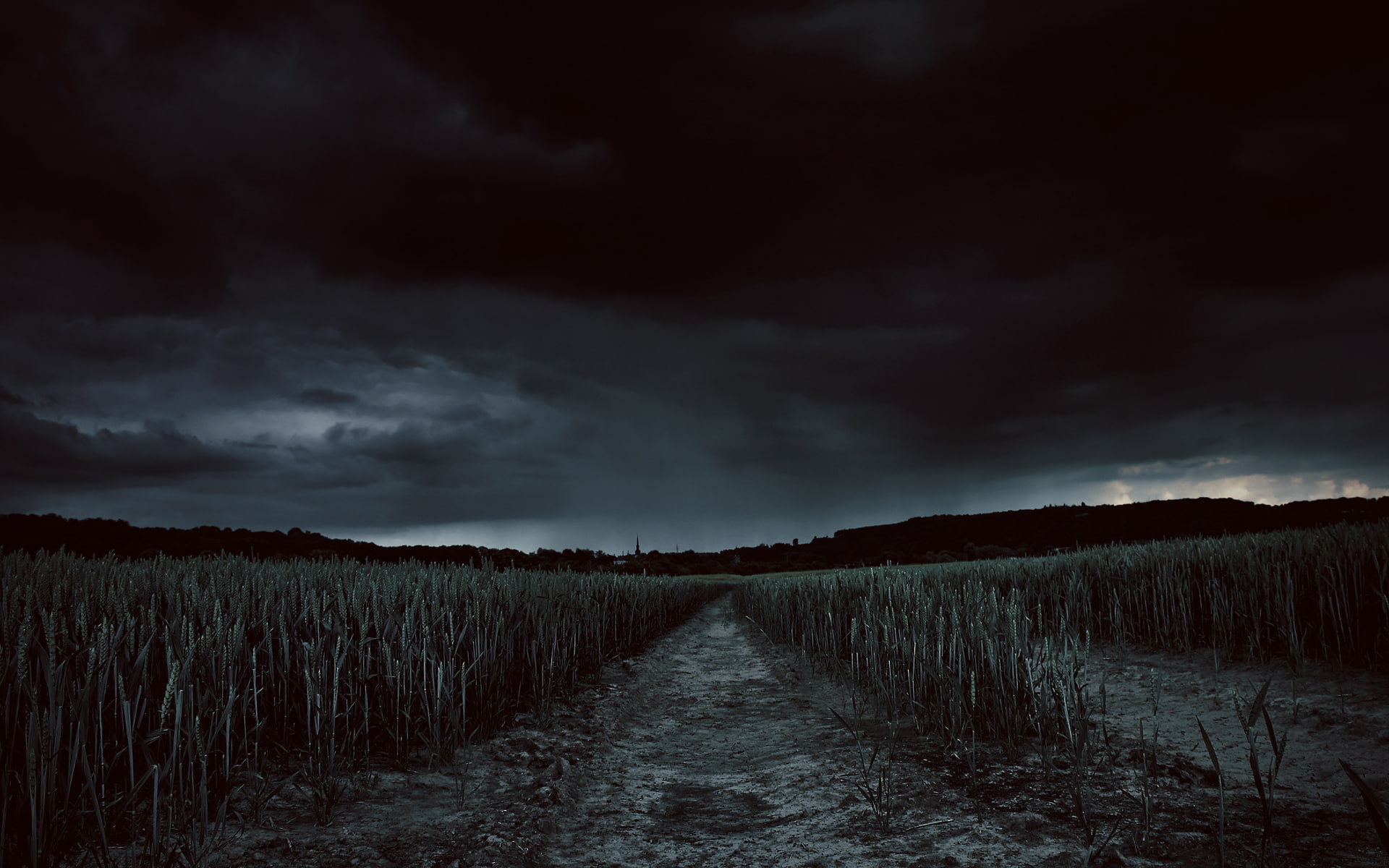 scenics - nature, ominous, tranquility, plant, sky, nature, field, agriculture, overcast, beauty in nature, outdoors, tranquil scene, dark, 1080P, no people, HD Wallpaper