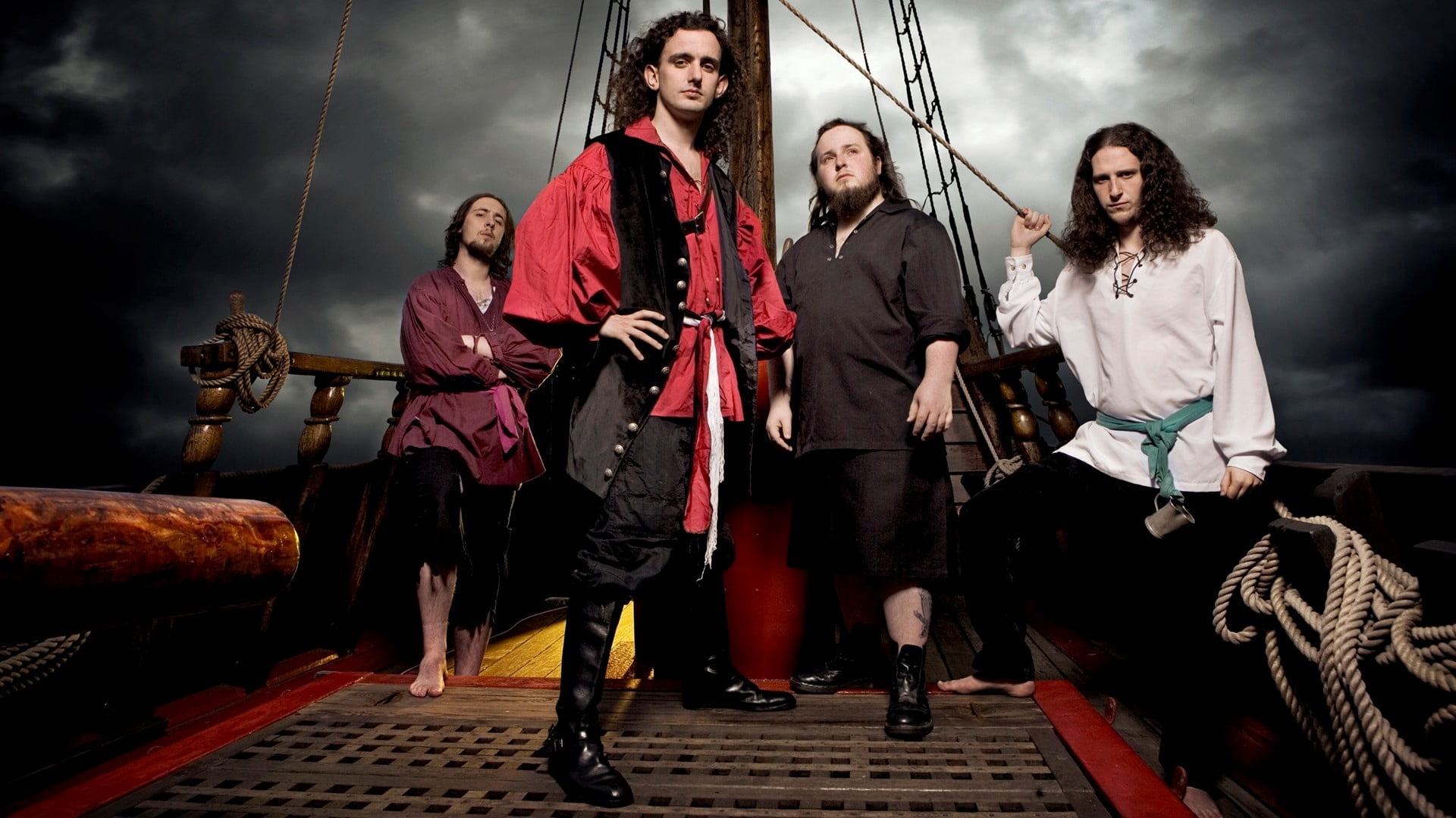 clouds, rope, ship, adult, sport, smiling, nature, long hair, alestorm, full length, young women, people, clothing, men, nautical Vessel, fashion, males, HD Wallpaper