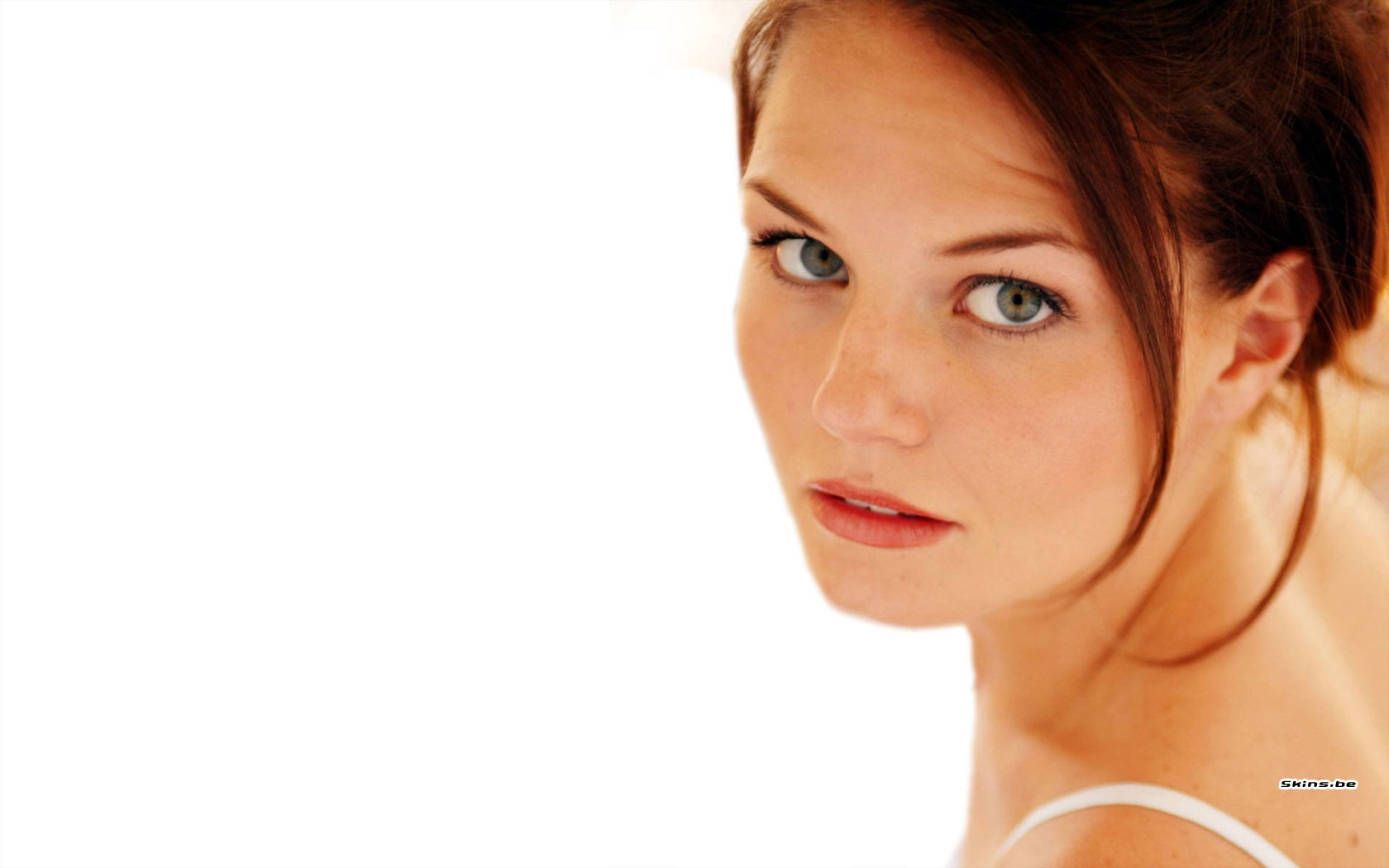 720P, actress, looking at viewer, women, brunette, blue eyes, face, Jennifer Morrison, HD Wallpaper
