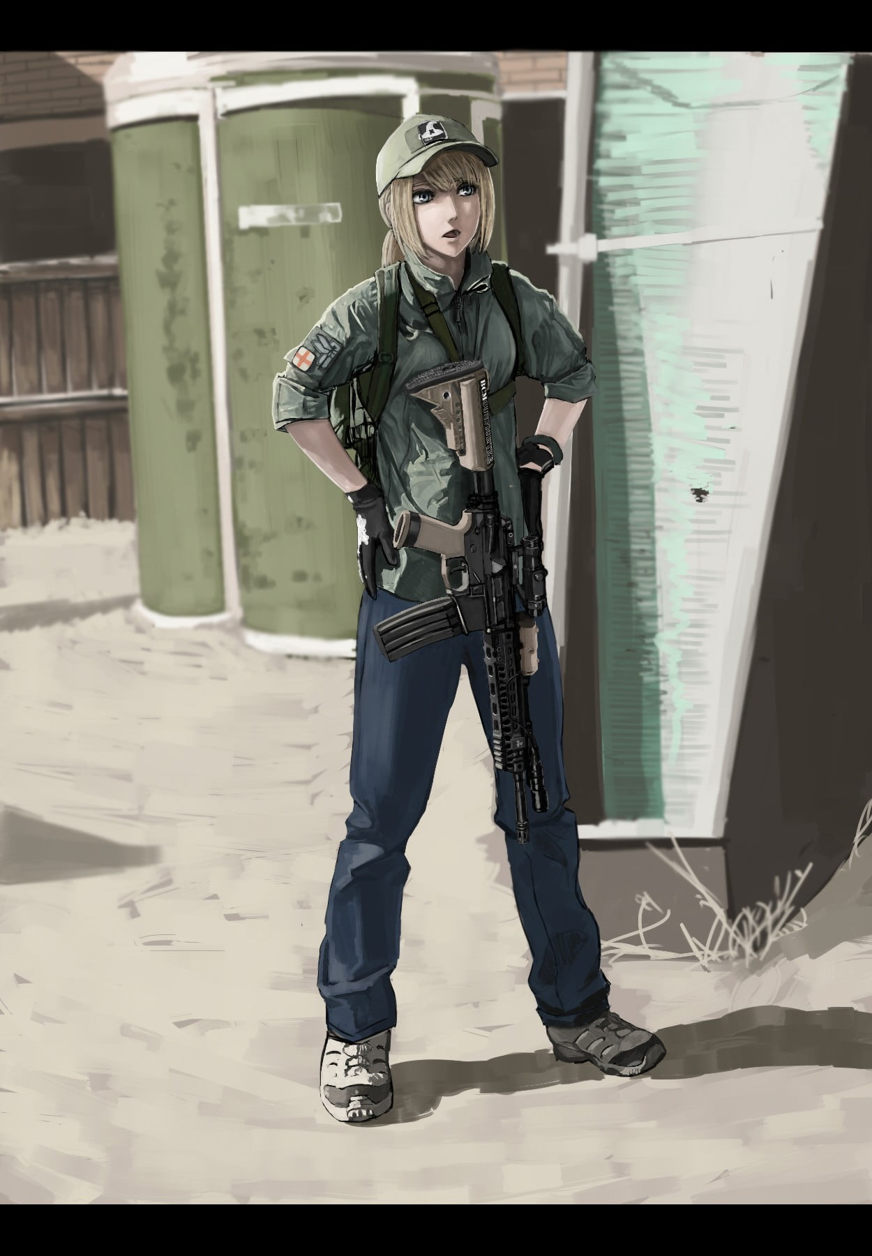 holding, government, armed forces, adult, weapon, 720P, rifle, men, clothing, front view, full length, anime girls, military, military uniform, people, Phone HD Wallpaper