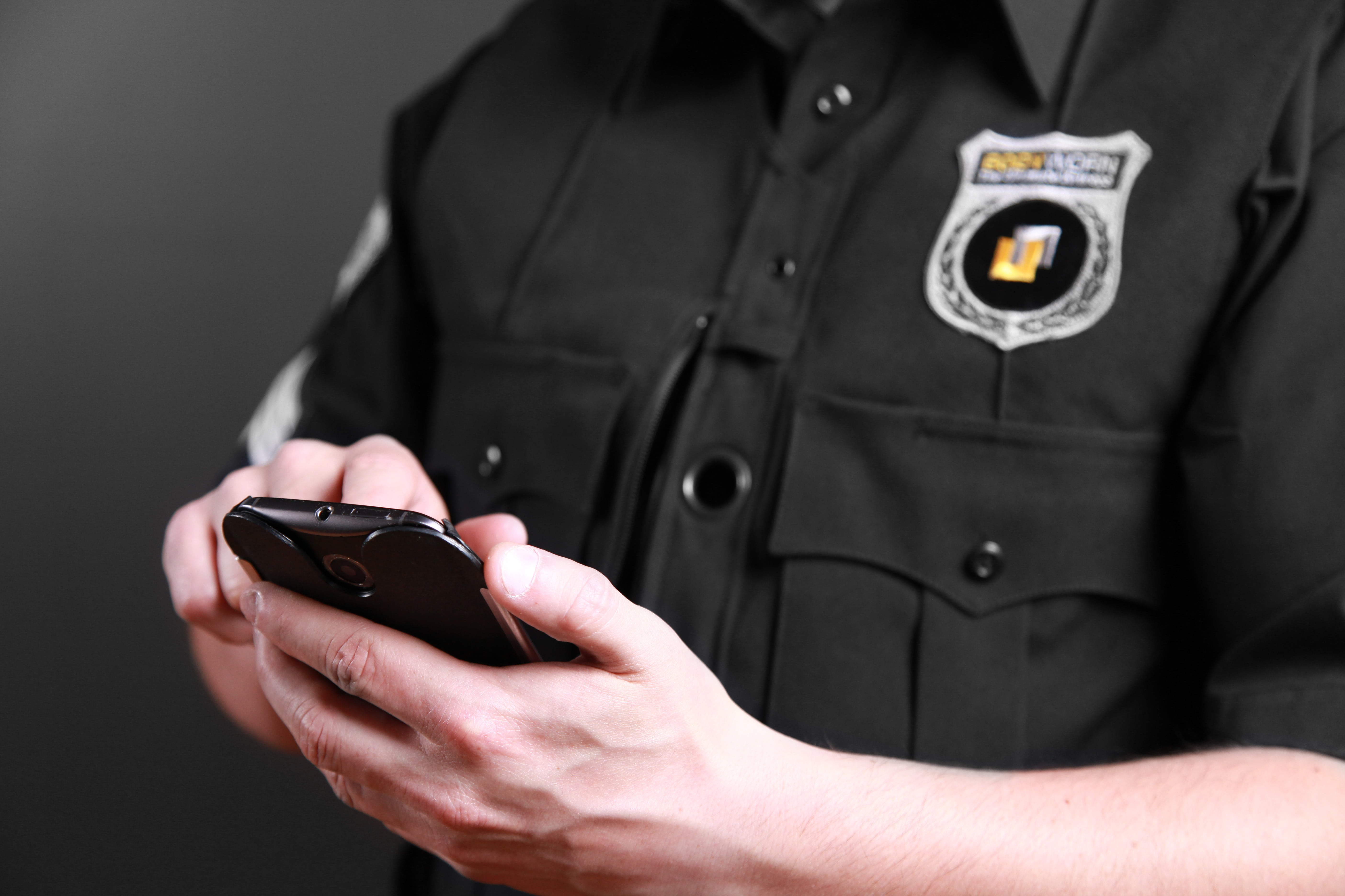 body camera, profession, holding, on-body camera, 5K, midsection, human hand, smartphone, men, guard, one person, mobile phone, person, law enforcement, HD Wallpaper