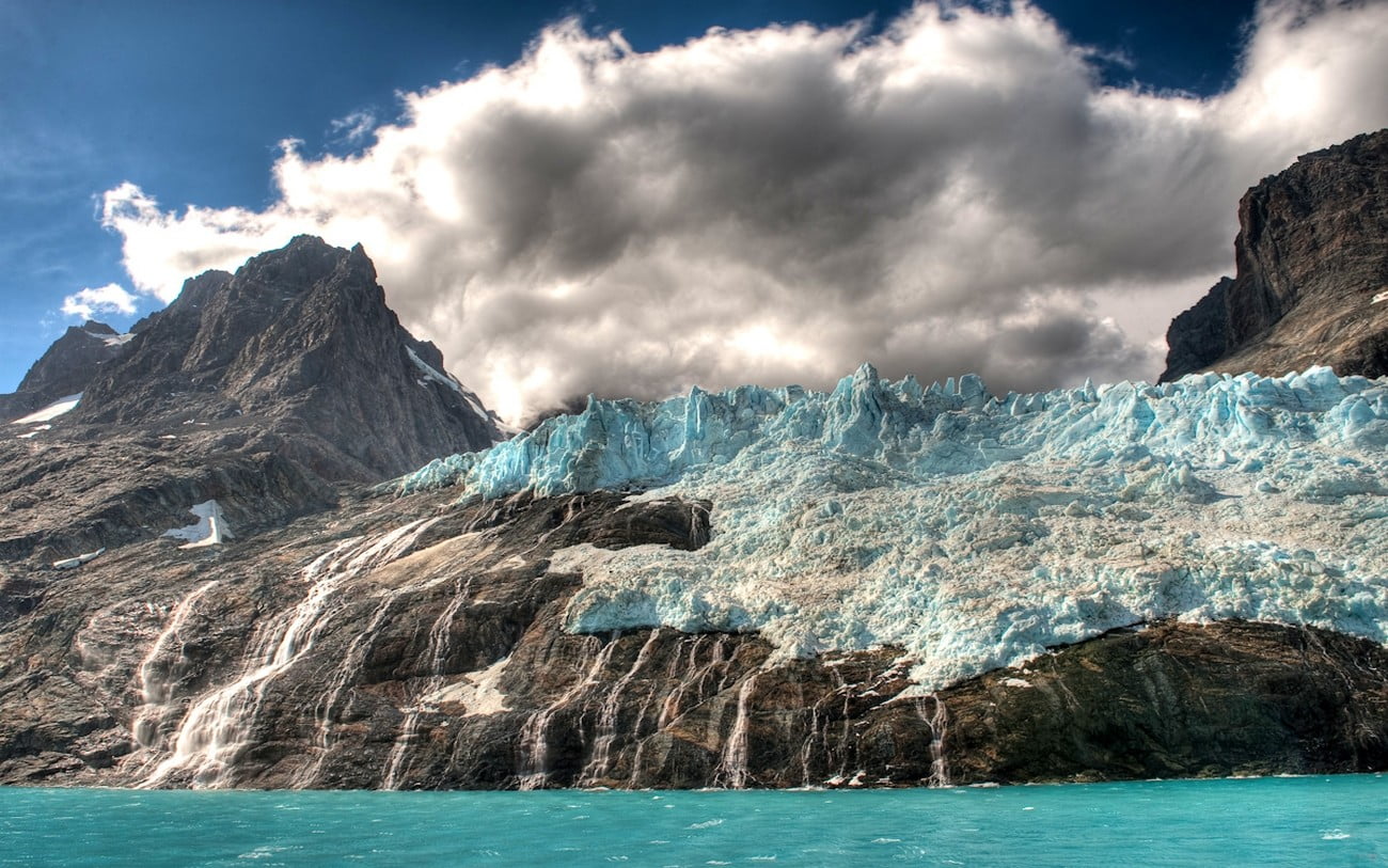 HDR, white, glaciers, sky, clouds, ice, water, scenics - nature, formation, environment, landscape, mountains, outdoors, concrete, building, tranquil scene, HD Wallpaper