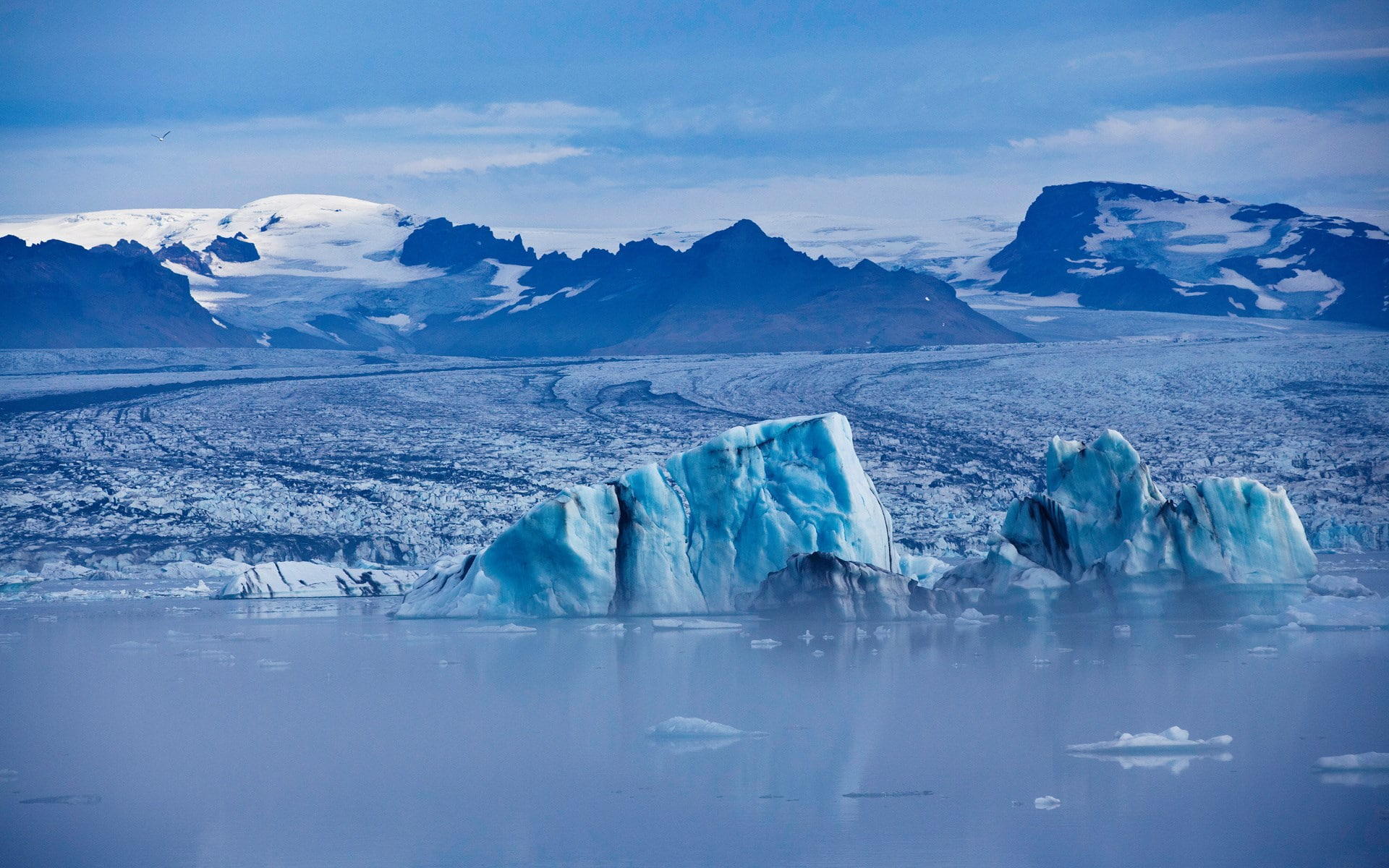 ice, floating on water, cold temperature, 1080P, sea, landscape, scenics - nature, beauty in nature, glacier, melting, floating, no people, sky, nature, HD Wallpaper