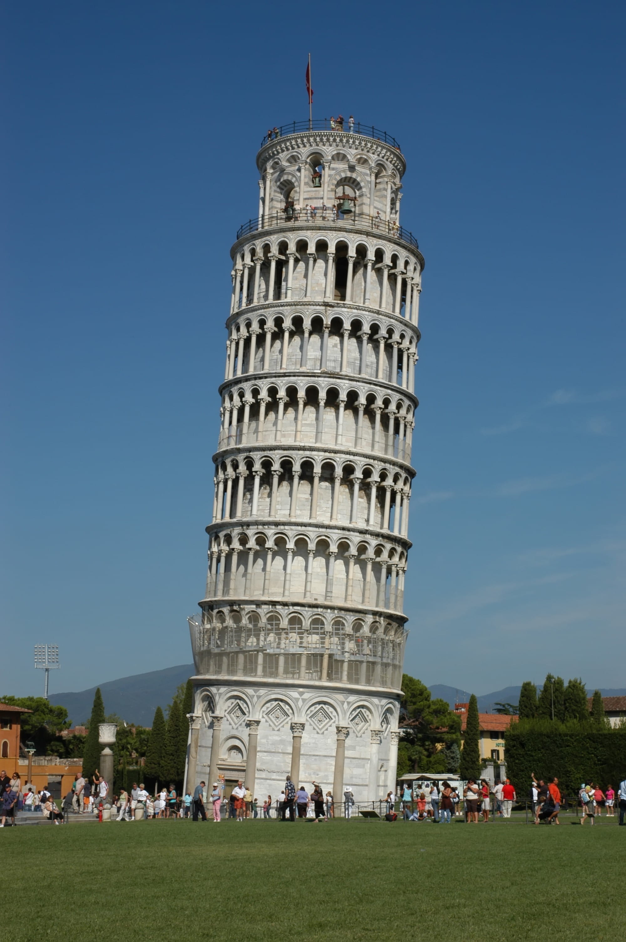 large group of people, sinking, Leaning Tower, group of people, plant, Italy, grass, built structure, travel destinations, medieval, tall - high, history, Phone HD Wallpaper