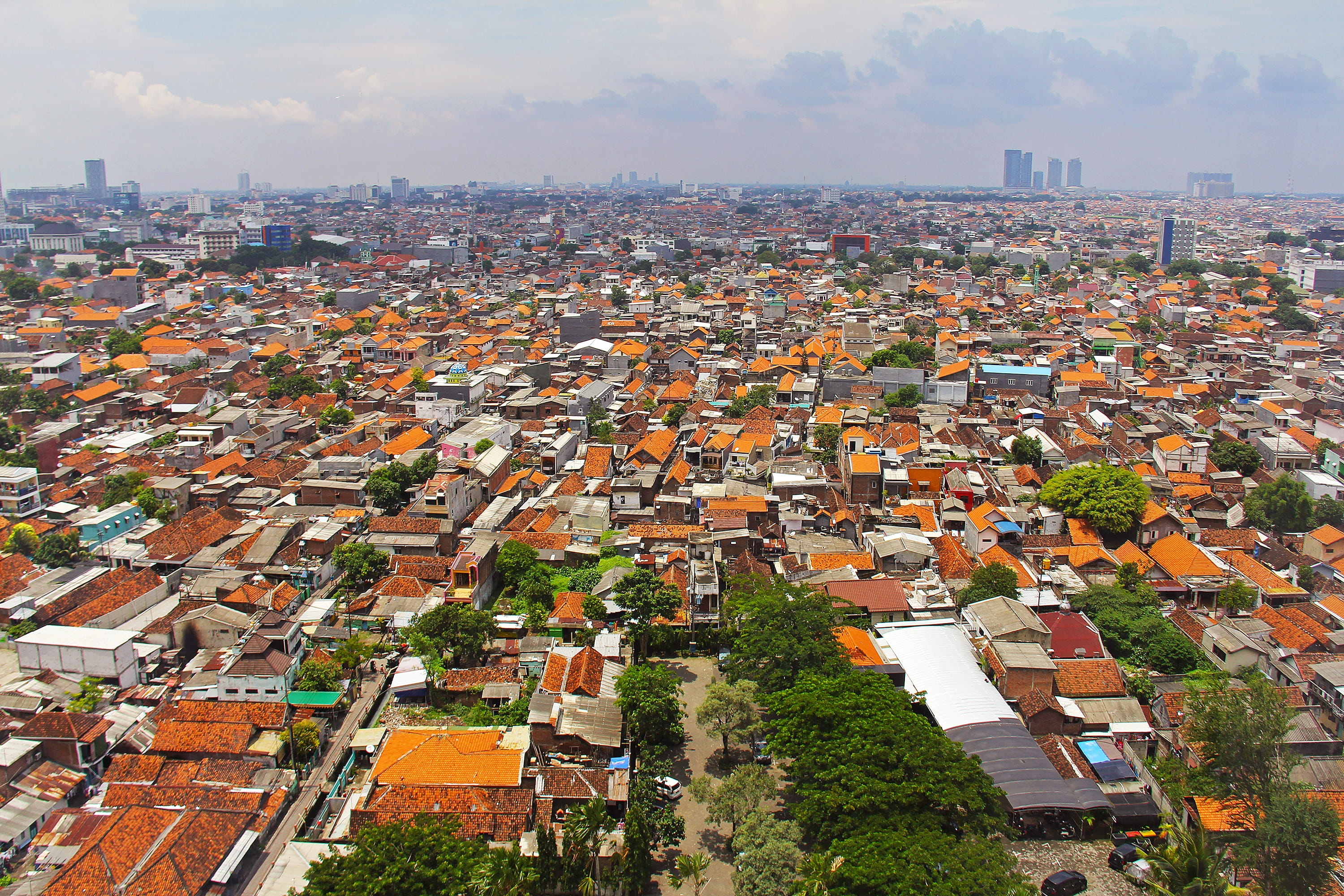 tower, travel, sky, beautiful, roof, built structure, panorama, indonesia, sightseeing, skyscraper, nature, office building exterior, top view, residential district, HD Wallpaper