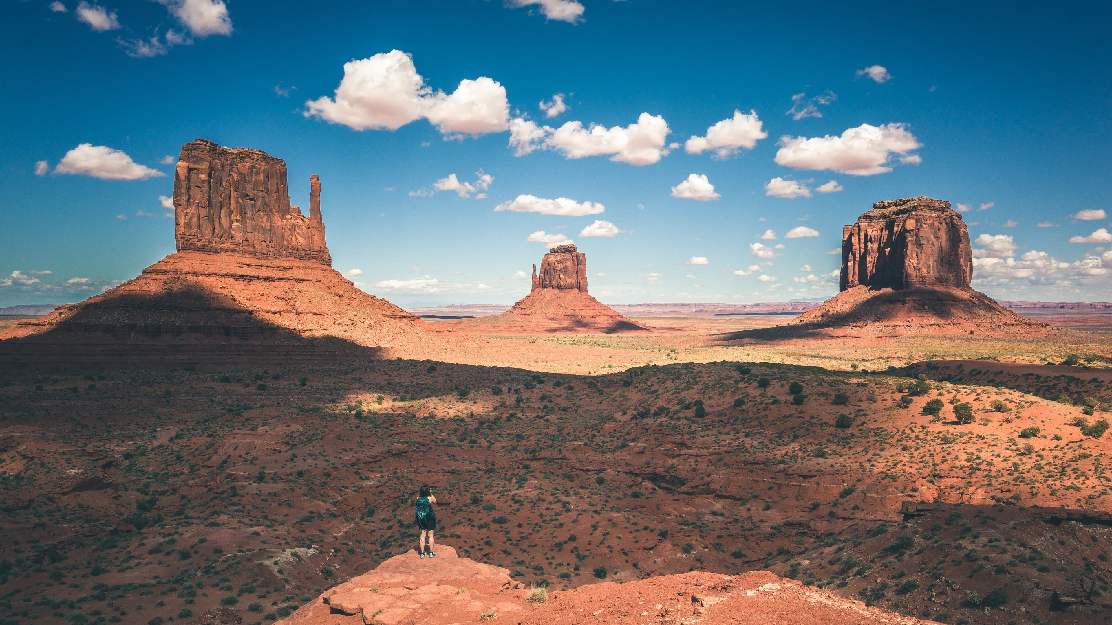 badlands, landscape, cloud - sky, wilderness, monument valley tribal park, travel destinations, physical geography, fluffy clouds, rock - object, scenics - nature, HD Wallpaper