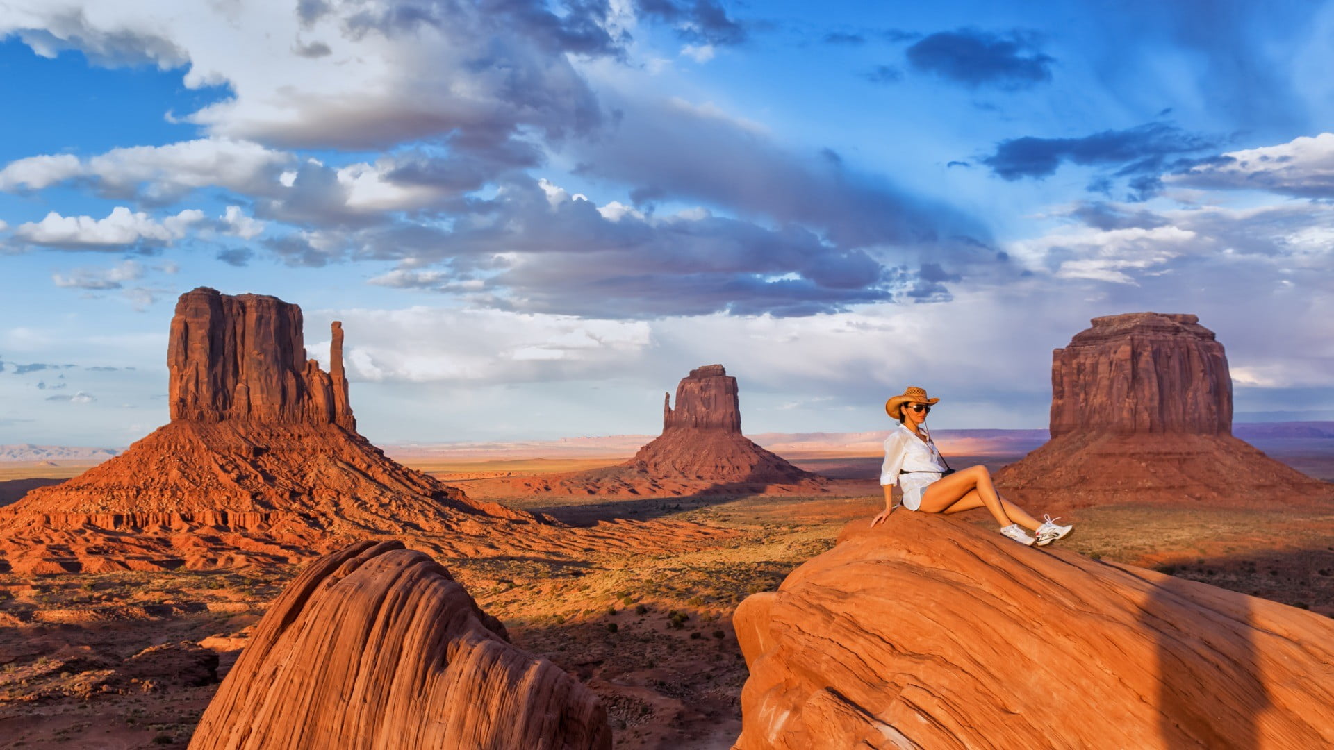 rock - object, rock formation, tranquil scene, non-urban scene, travel destinations, trees, arid climate, sitting, sunglasses, outdoors, cowboy hats, environment, HD Wallpaper