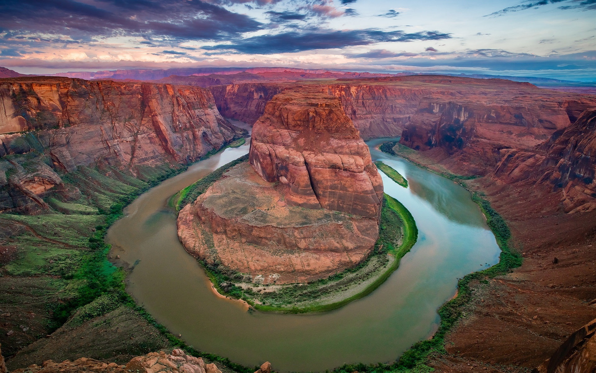 Clouds, hho, River, 1080P, Bend, Arizona, Canyon, USA, Colorado, Horseshoe, HD Wallpaper