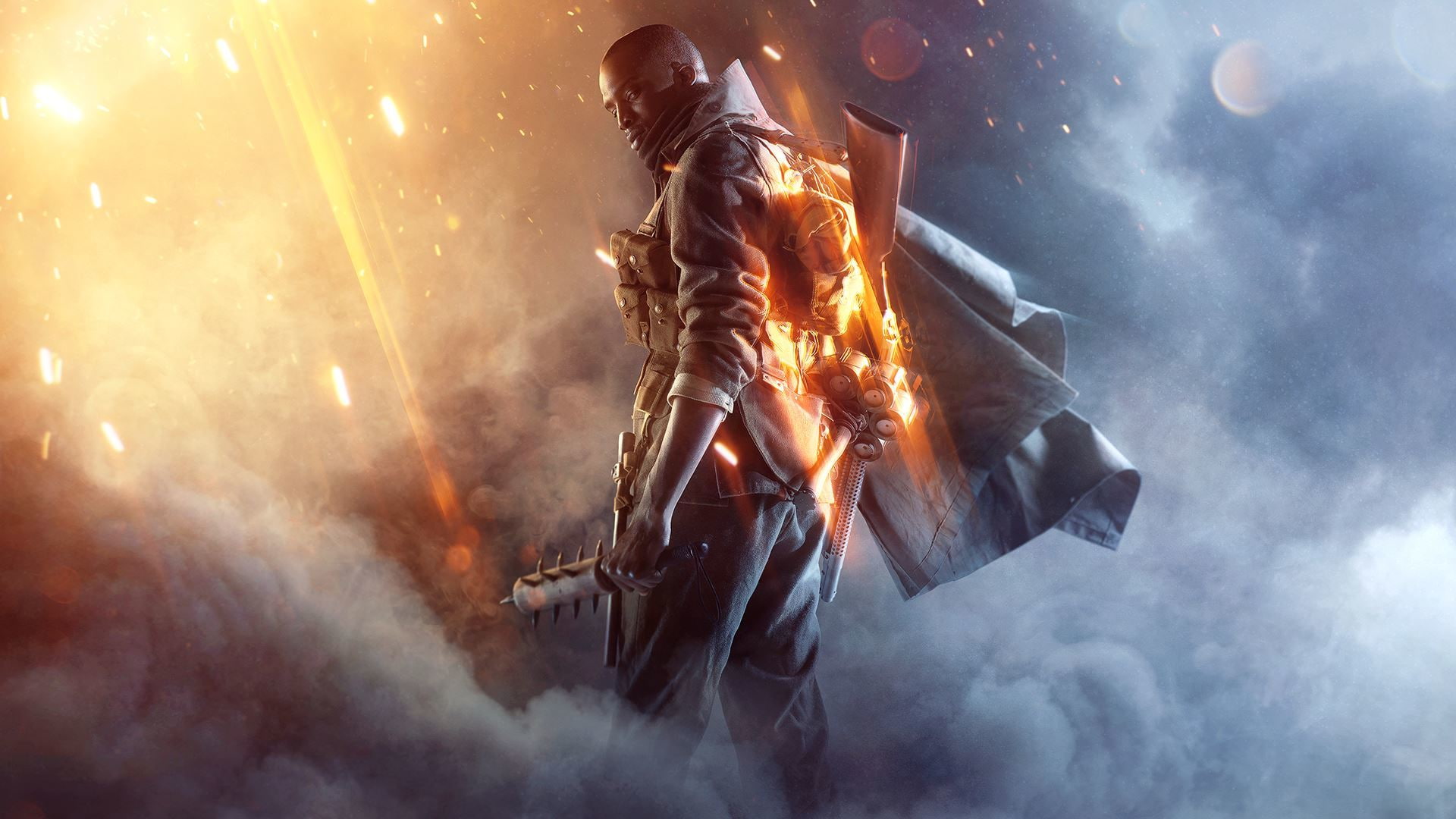 The Deluxe Edition, Battlefield One, Soldiers, Weapons, Knife, Electronic Arts, DICE, Pomegranate, Equipment, Fire, Shotgun, Smoke, The sky, 1080P, Cloak, HD Wallpaper