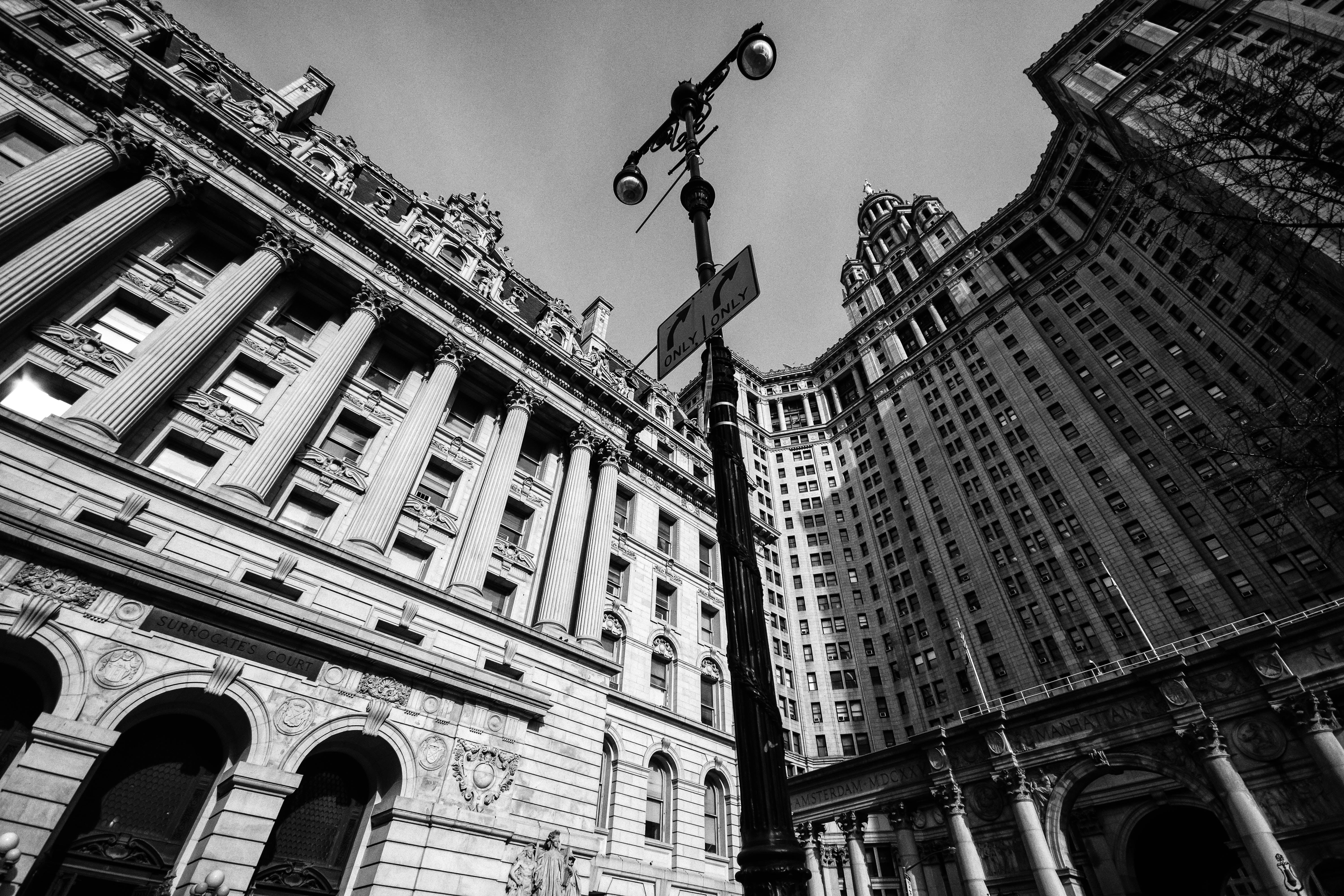 BandN, built Structure, street, rise, Architecture, high, low angle, 5K, BandW, manhattan - New York City, Sigma, urban Scene, Bianco and Nero, New York City  New York, HD Wallpaper