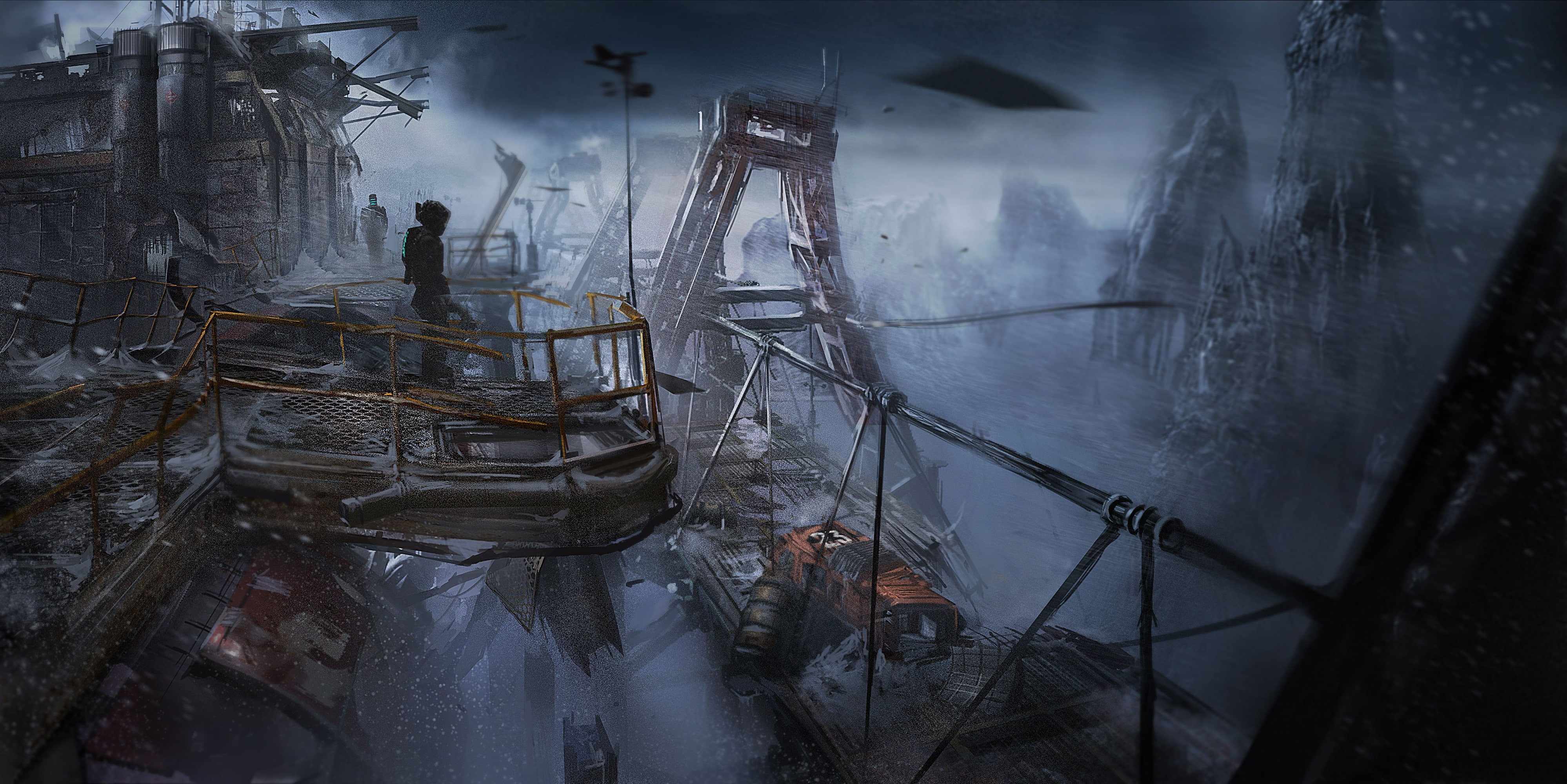 The building, Art, reflection, Dead Space, transportation, The situation, architecture, nautical vessel, Electronic Arts, Snow, Dead Space 3, brown, Visceral Games, HD Wallpaper