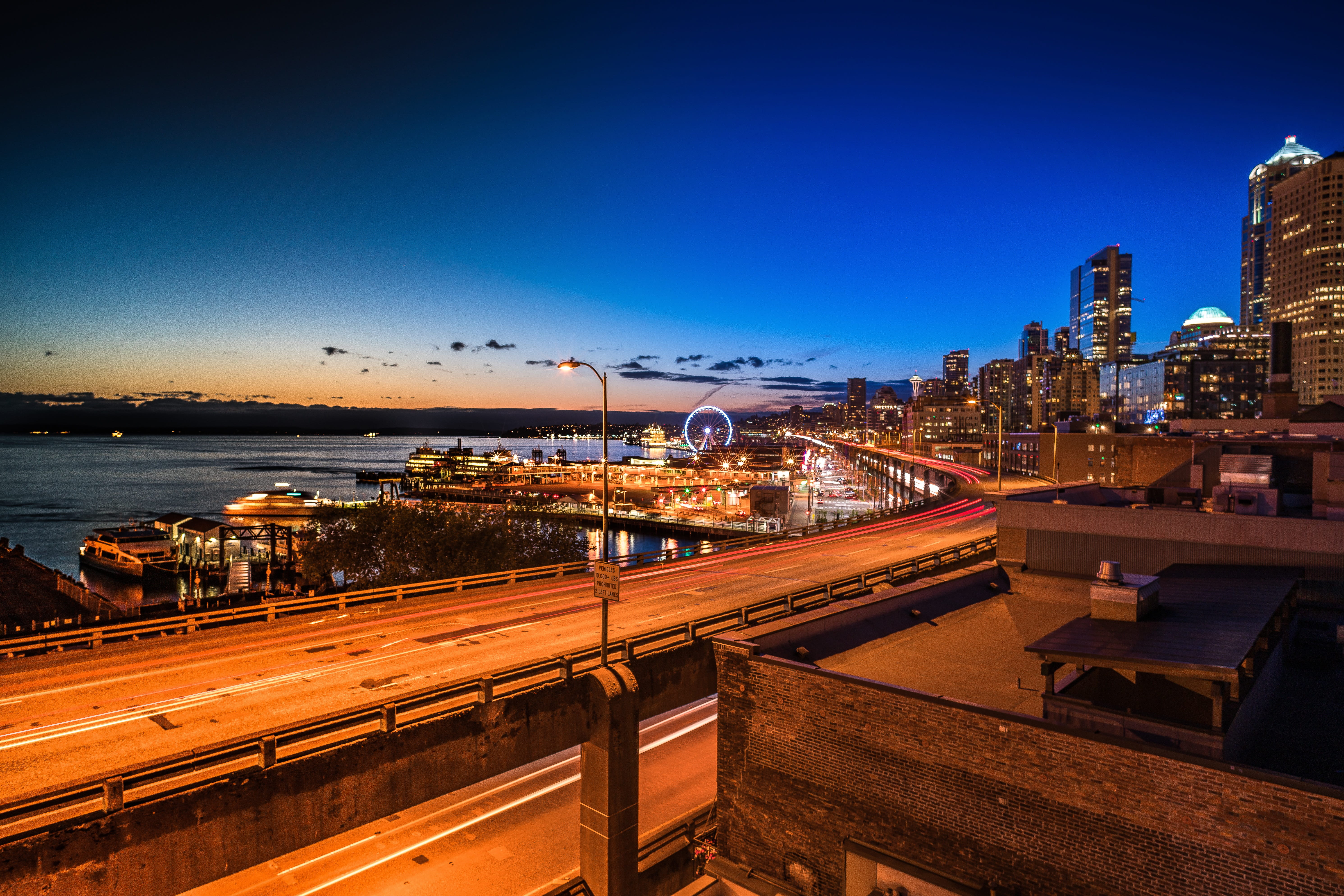 office building exterior, business, urban, scene, urban Scene, illuminated, water, america, downtown District, river, new, blur, travel, built Structure, HD Wallpaper
