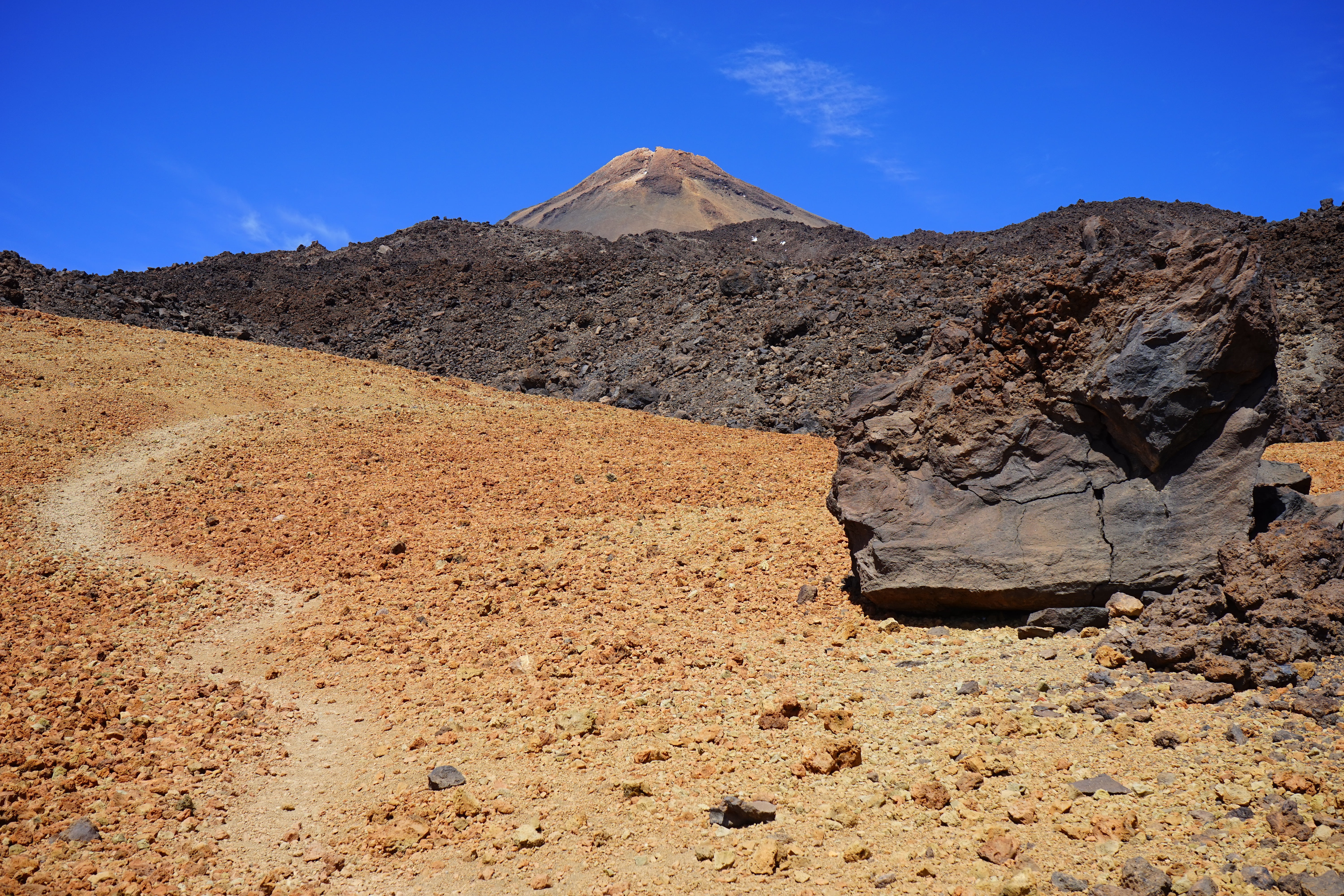 mountain peak, climate, pico del teide, no people, teide national park, environment, non-urban scene, mountain range, canary islands, teide, path, 5K, HD Wallpaper